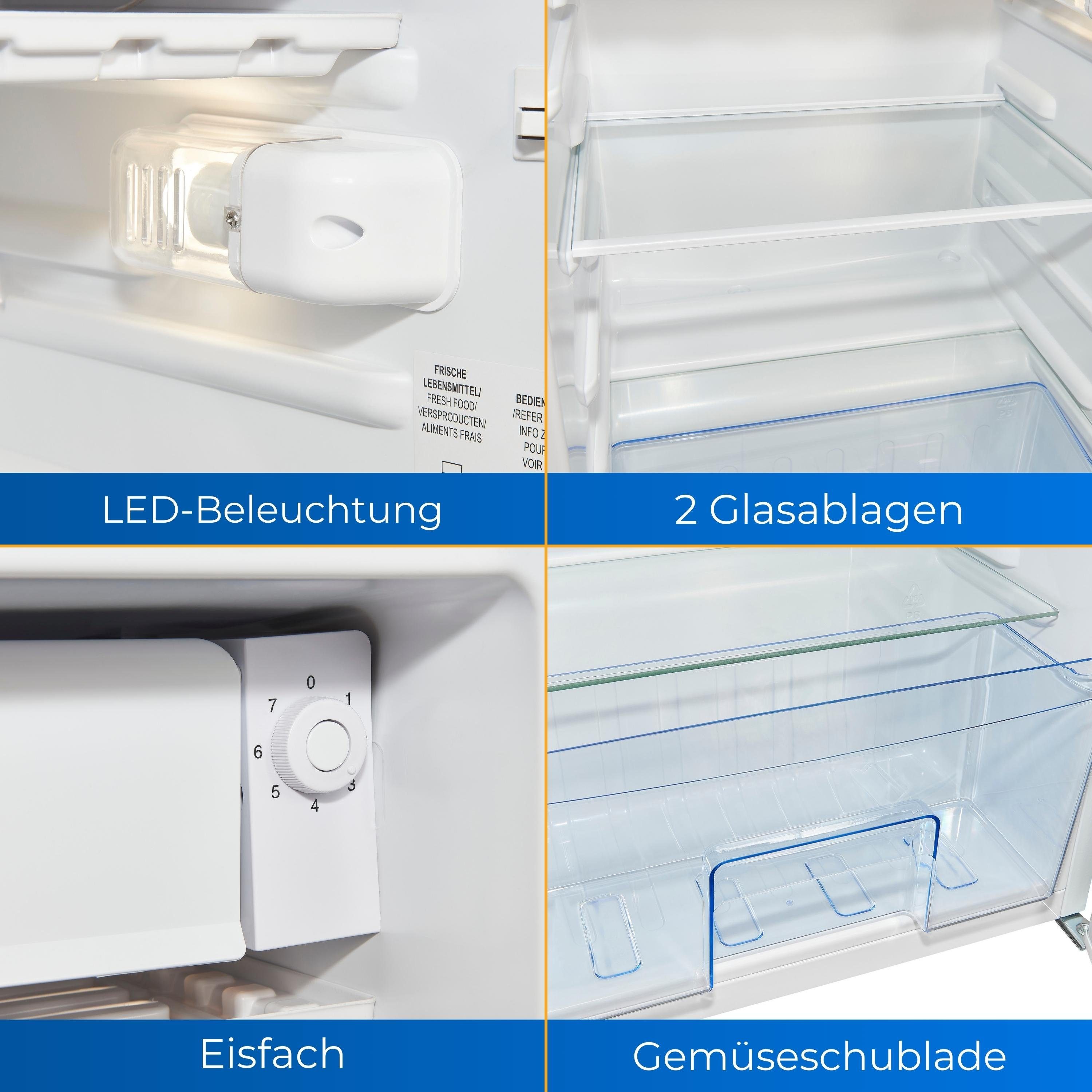 exquisit Kühlschrank KS86-0-091F, LED-Beleuchtung breit, 84.5 Eisfach, Liter Nutzinhalt, cm 79 45 hoch, cm
