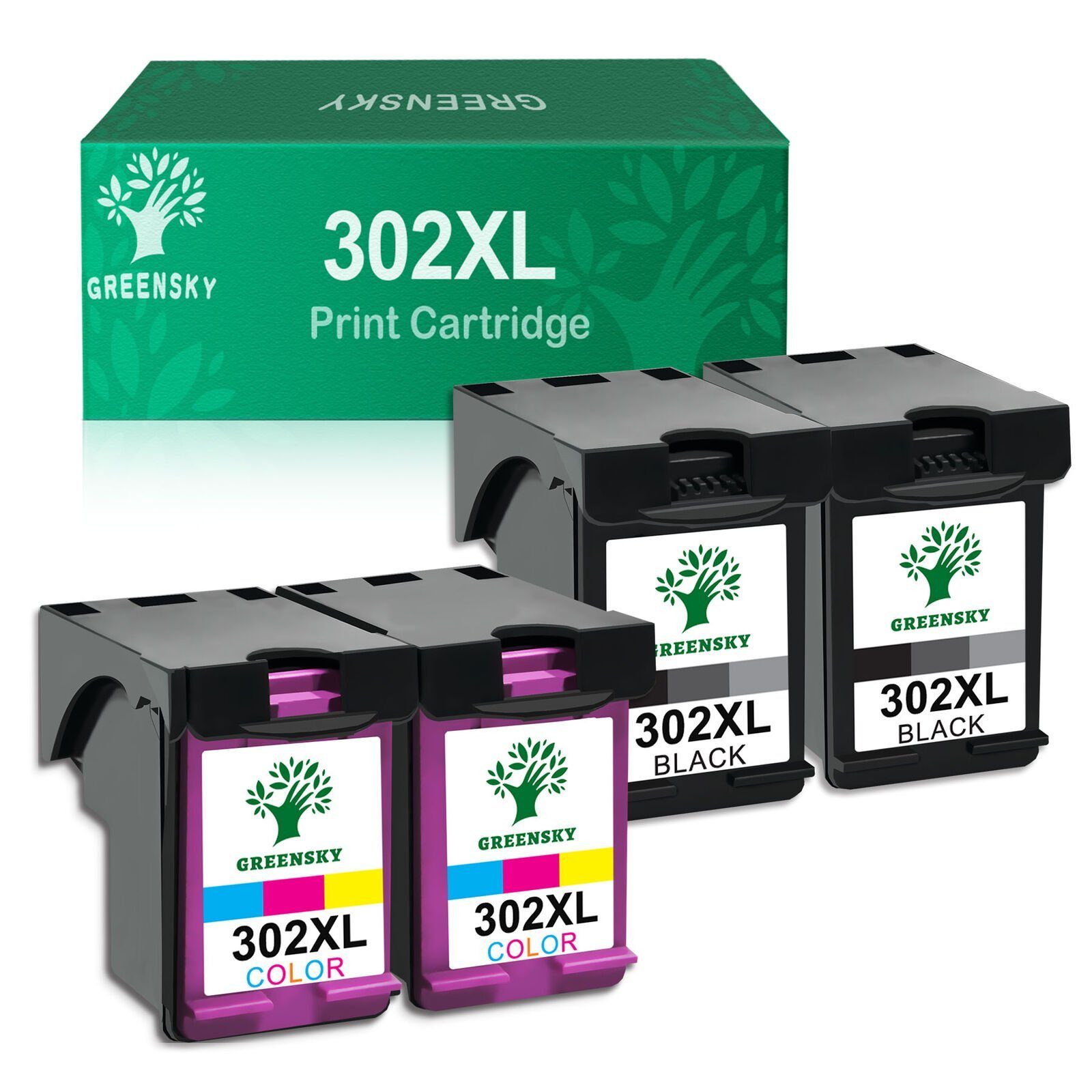 Greensky HP 302 Druckerpatrone Ersatz für HP 302XL Multipack Tintenpatrone (für HP 302 xl Envy 4525 4520 4527 Deskjet 1110 2130 2132 2134 3630 3632 3633 3634 3636 3638, Officejet 3831 3830 3833 5230 5220)