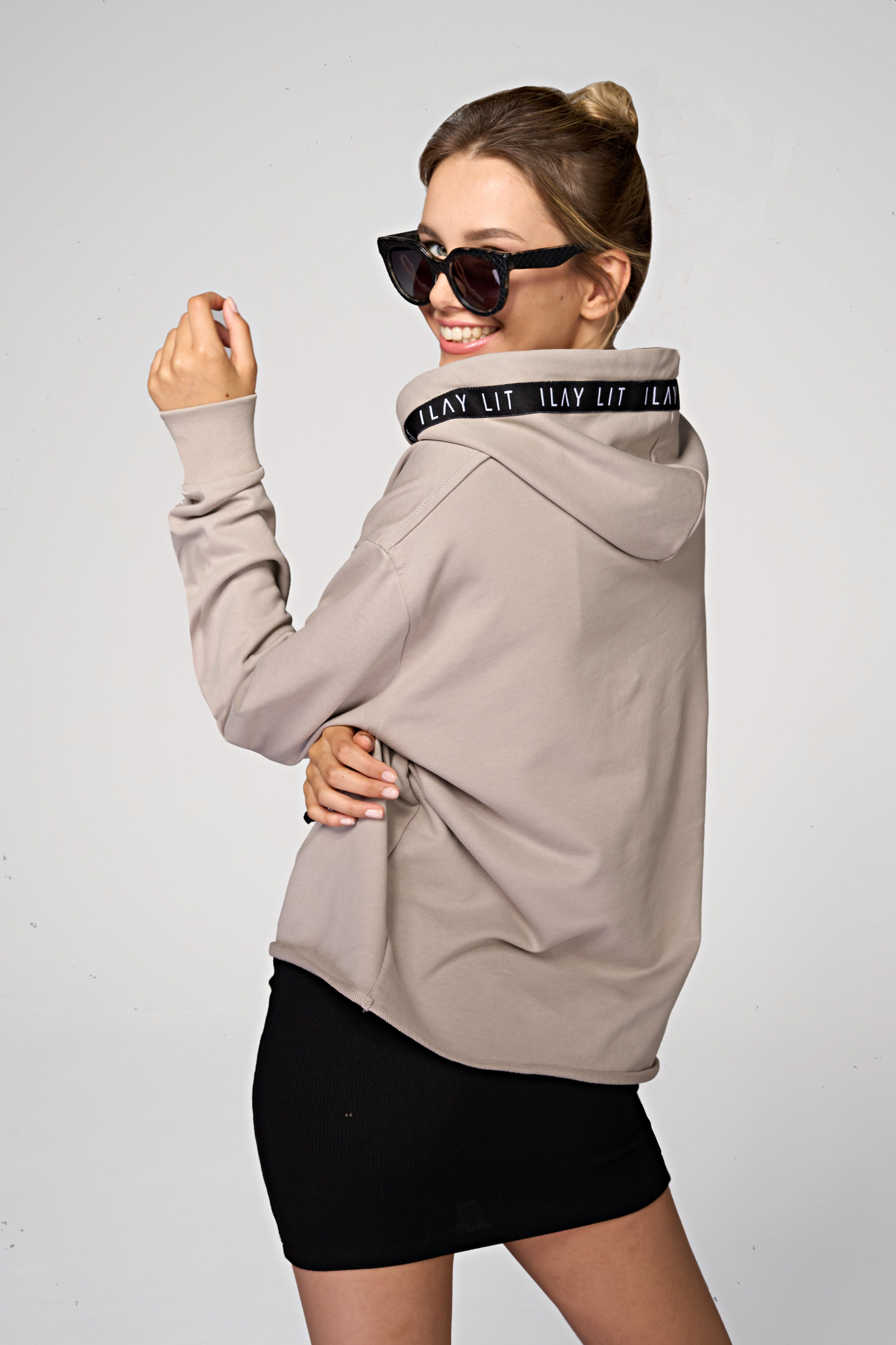 ILAY Lit Hoodie Oversized Holy Hoodie Taupe- Urban Streetwear