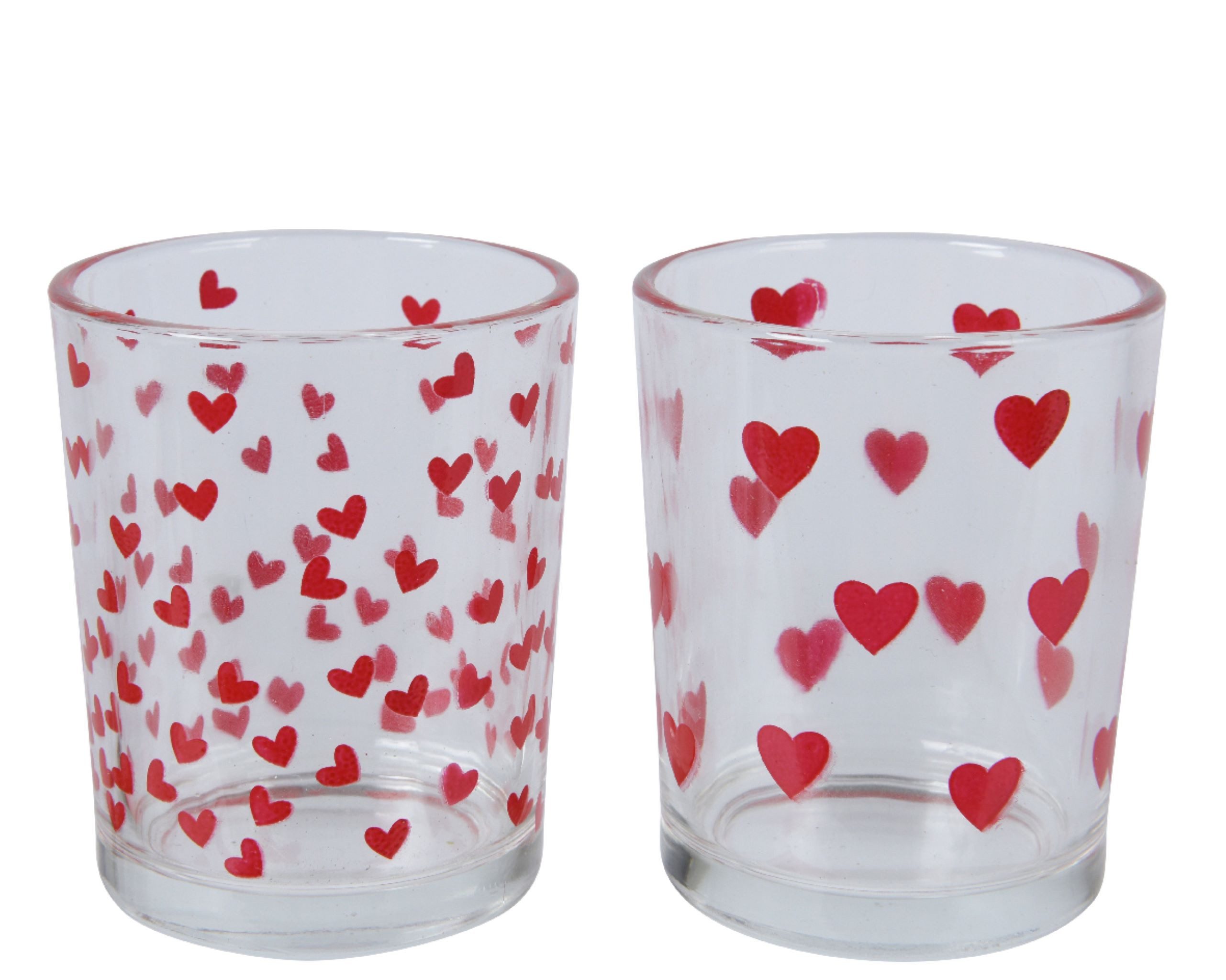 Decoris season decorations Windlicht, Teelichthalter Glas 6,5cm rote Herzen günstig online kaufen