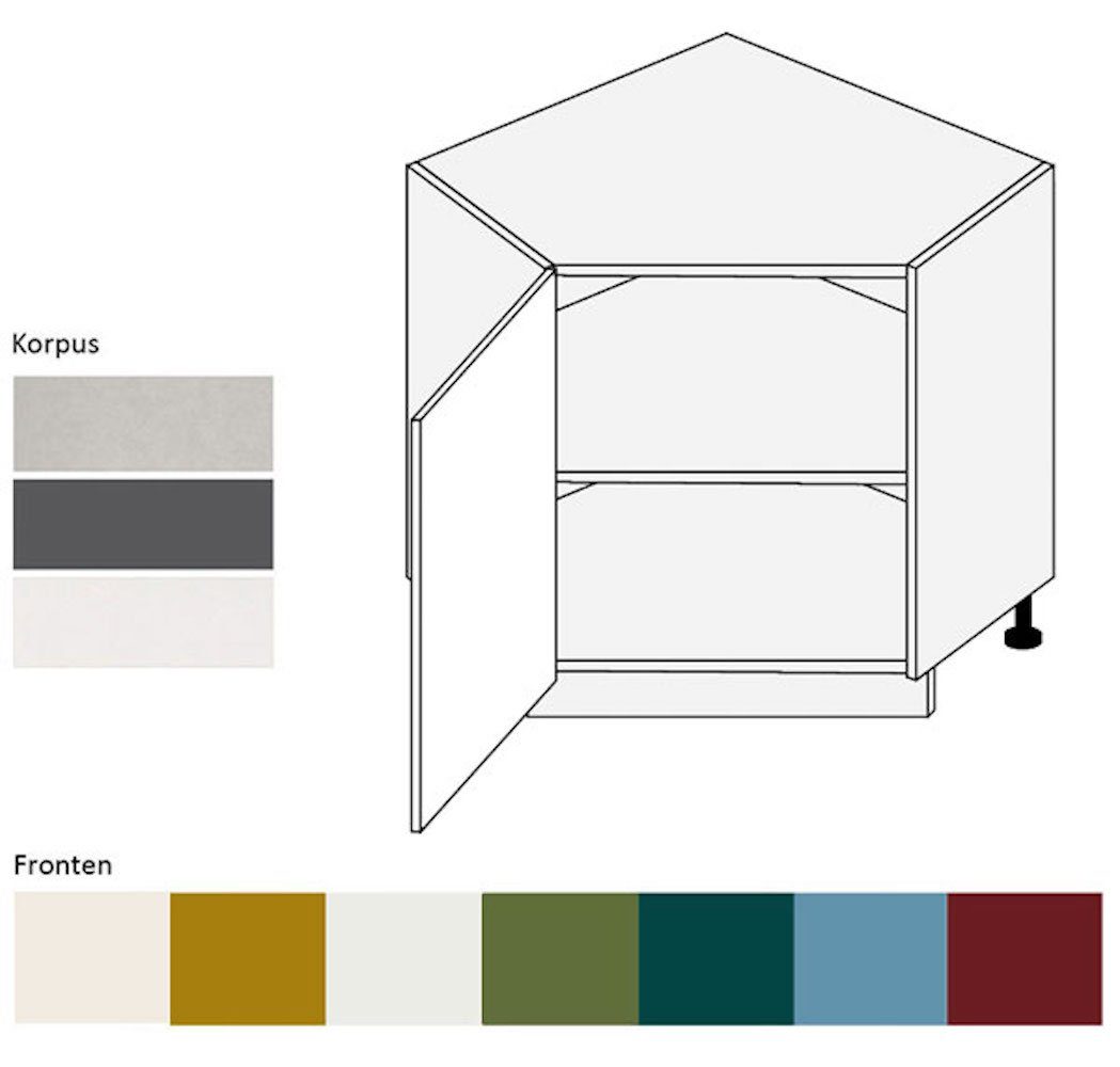 Feldmann-Wohnen Eckschrank Rimini (1-türig, Inneinausstattung wählbar, 1-St., moderne Optik, MDF Kasetten-Fronten, Soft-Close) 84x84cm Farbe & Ausführung wählbar