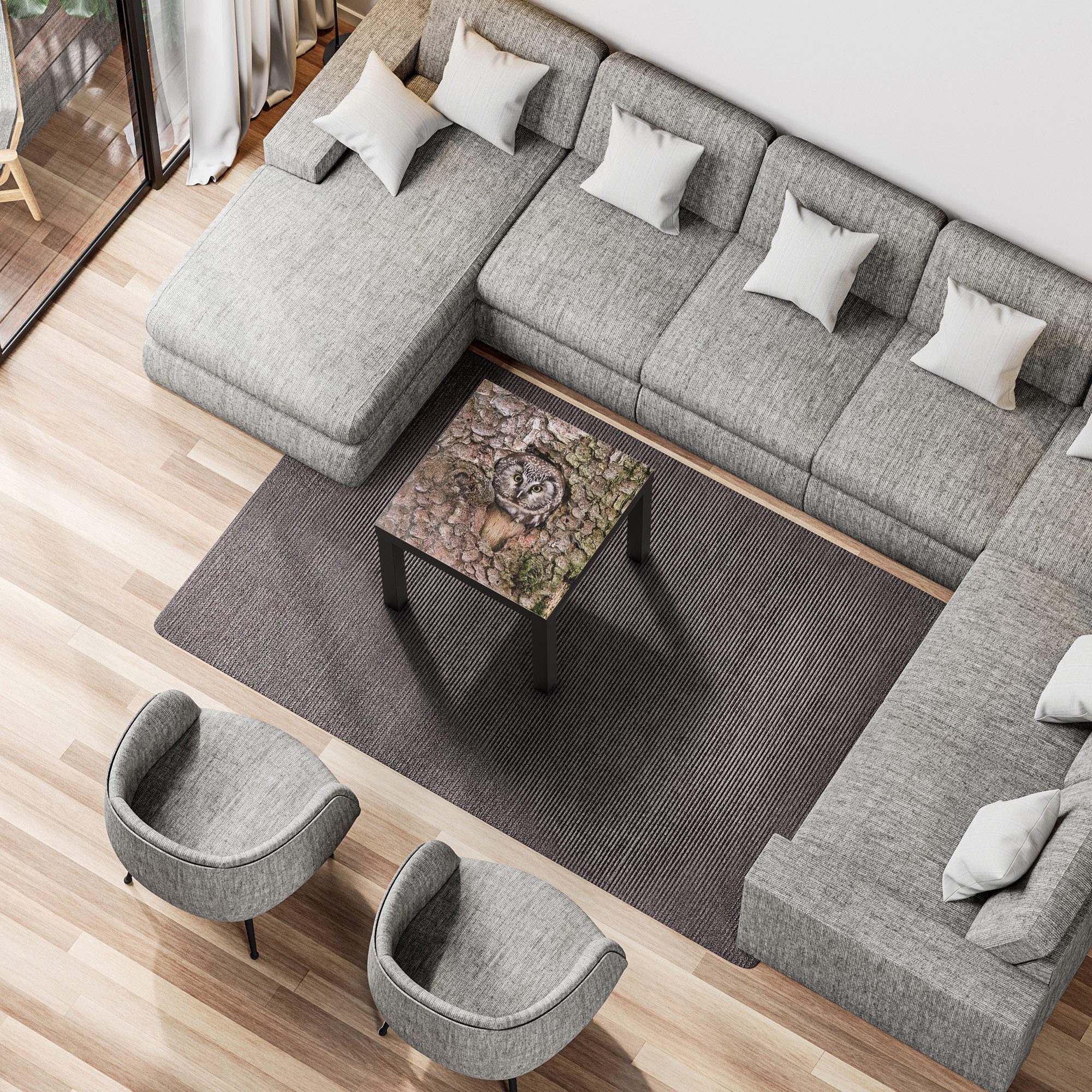 DEQORI Couchtisch 'Wächter der Baumrinde', Glas Beistelltisch Glastisch modern