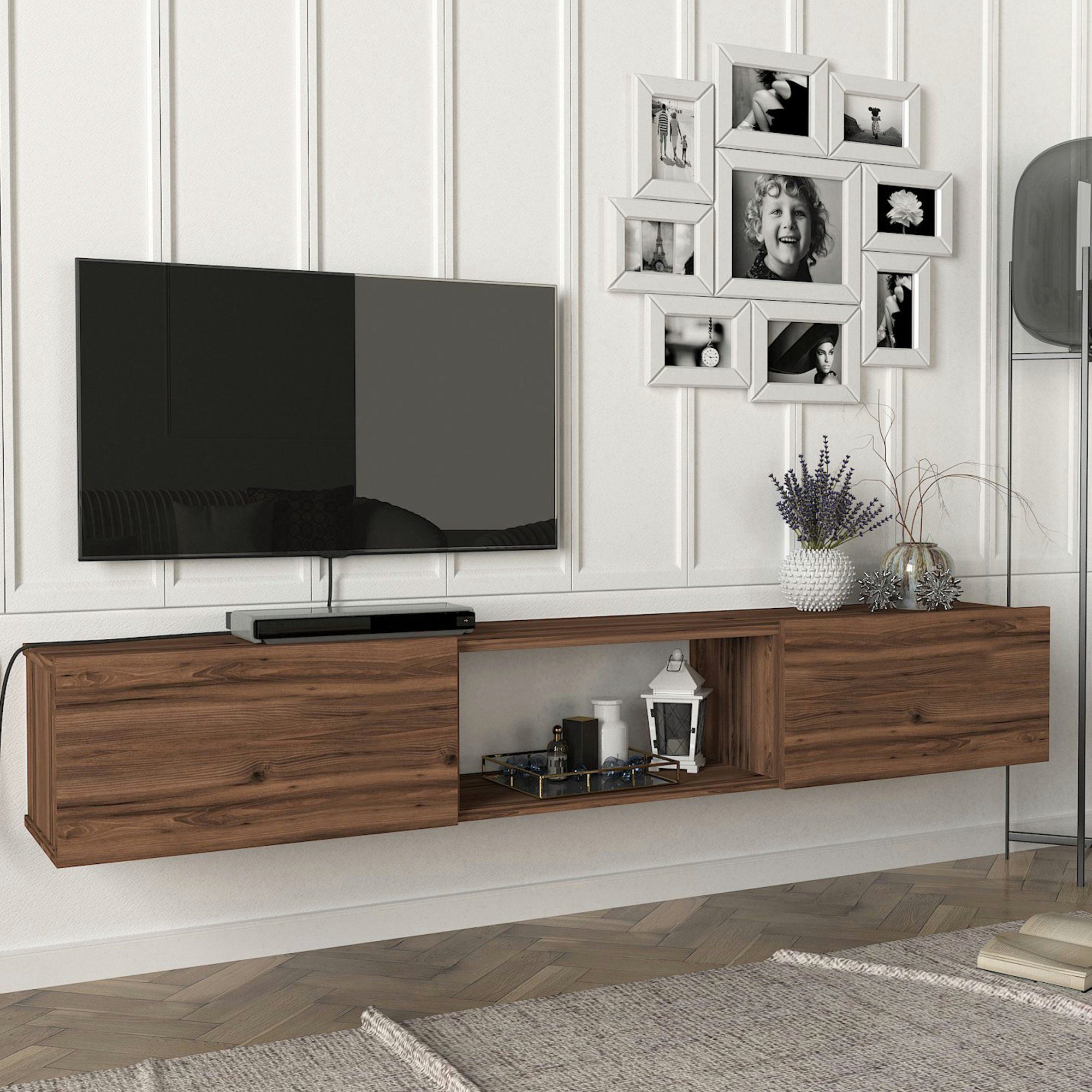 en.casa Lowboard, »Paltamo« Fernsehschrank 180x31x29,5cm Eiche, günstig online kaufen