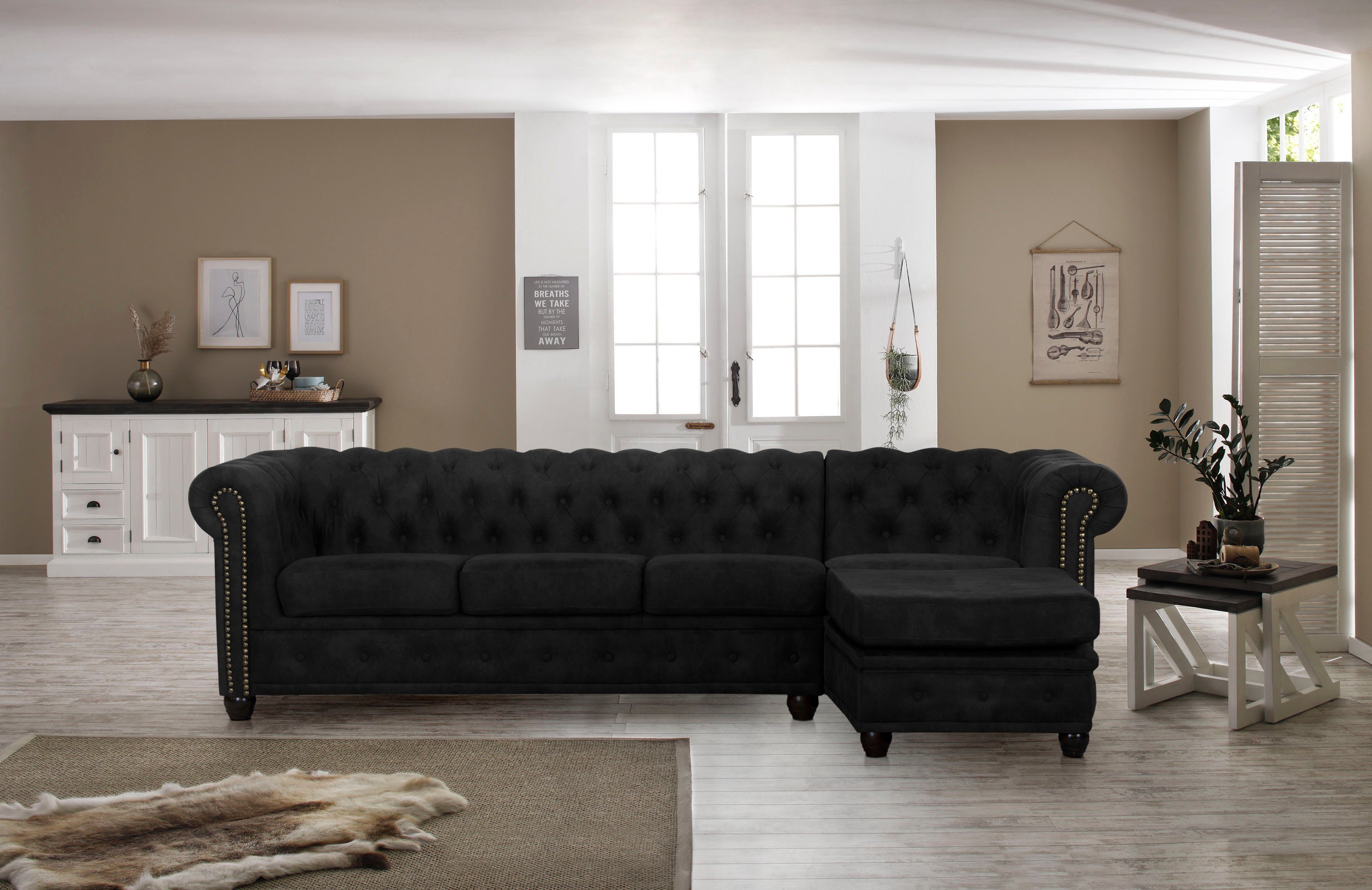 Home affaire Chesterfield-Sofa Rysum L-Form, Chesterfield-Optik günstig online kaufen
