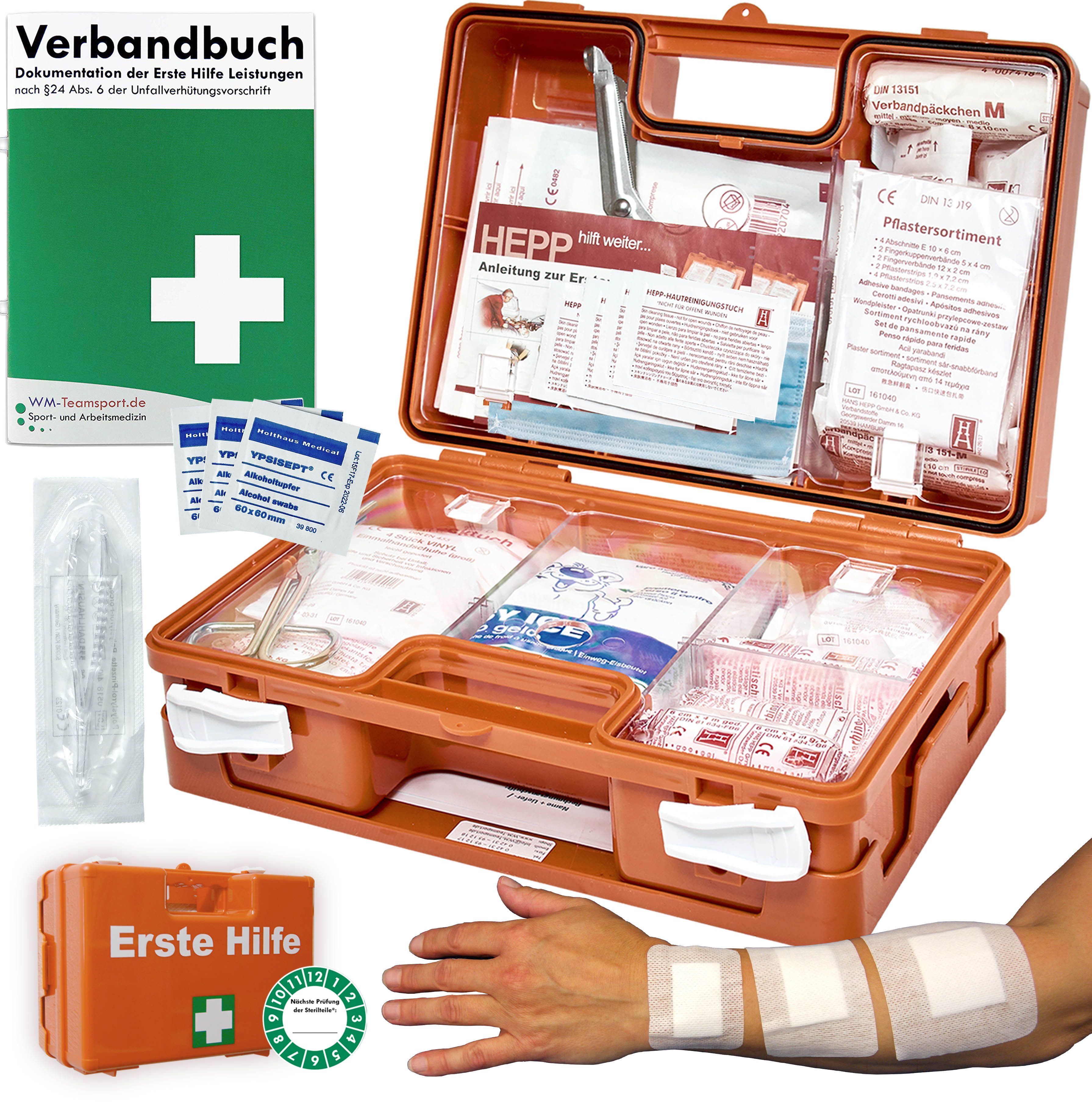 WM-Teamsport Erste-Hilfe-Koffer Verbandskasten Erste-Hilfe "EVO K" DIN 13157 + sterile Wundpflaster