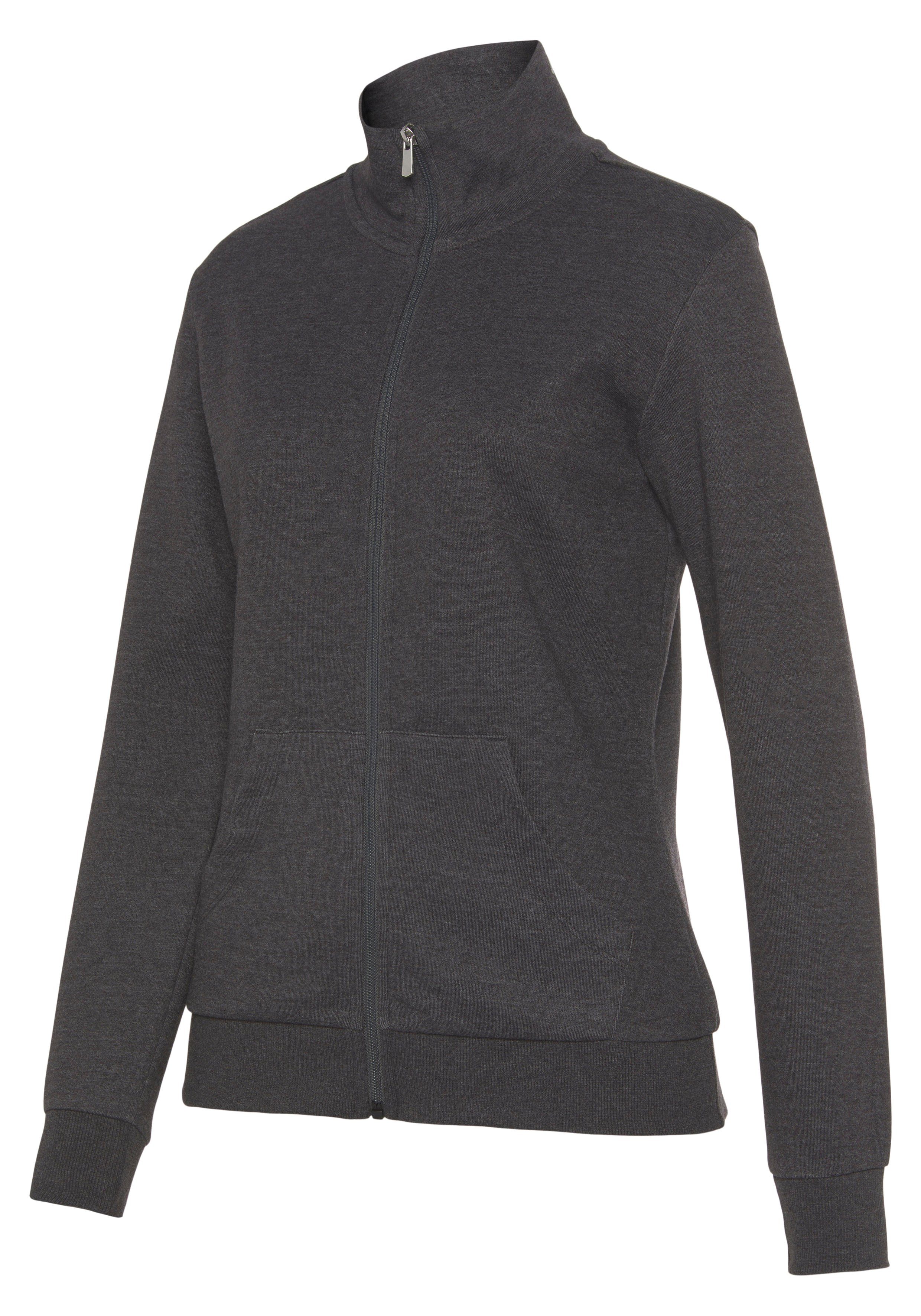 Bench. Loungewear Sweatjacke mit glänzender Logostickerei am Stehkragen, Loungewear