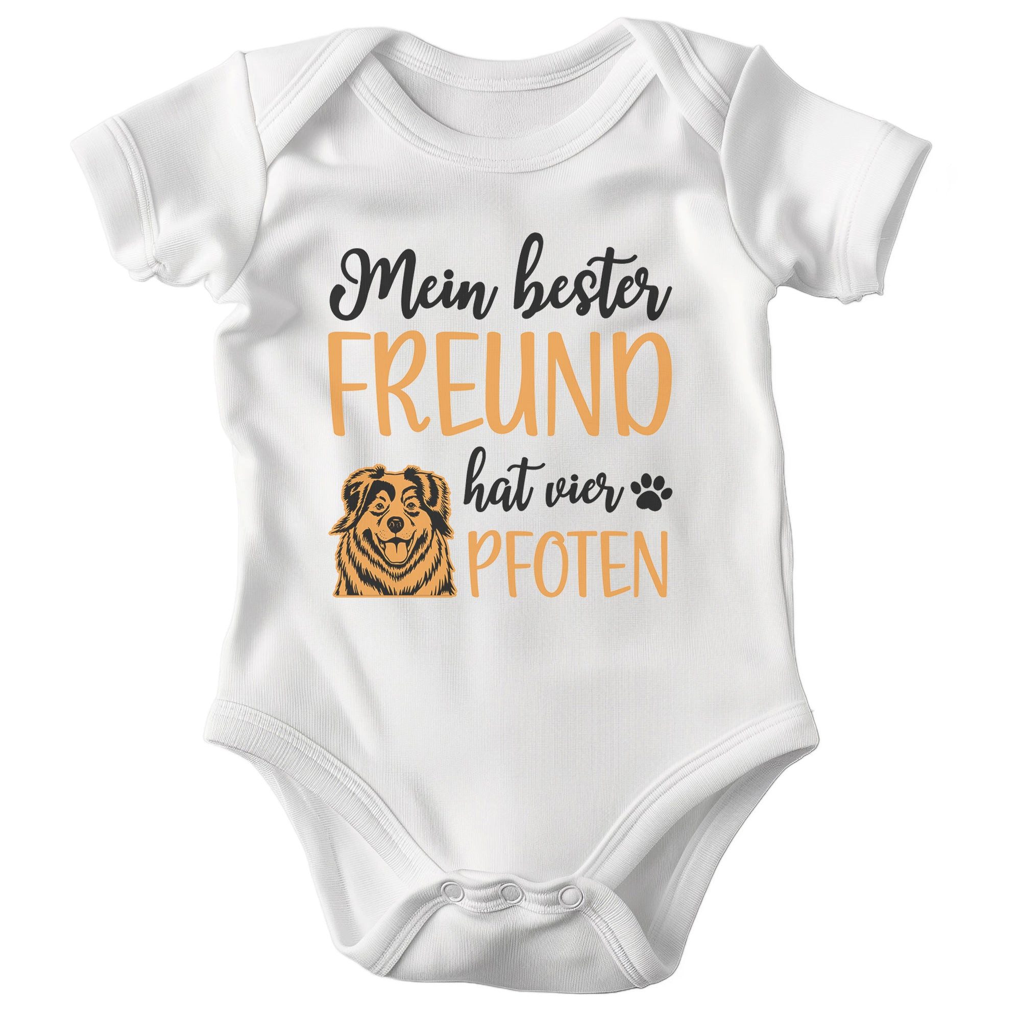 22Feels Kurzarmbody Bio Unisex Babybody Weiß Australian Shepherd Bester Freund Geschenk BIO-Baumwolle - In Deutschland Bedruckt - Niedlicher Print