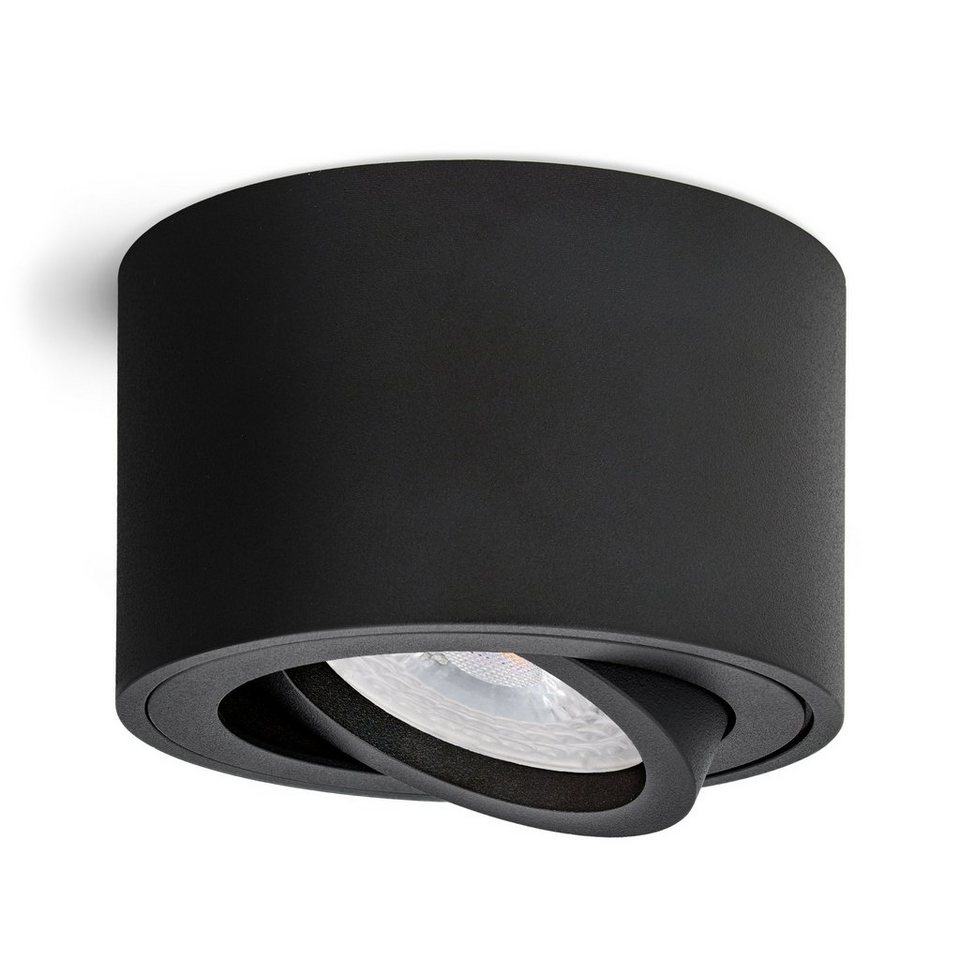 linovum LED Aufbaustrahler Aufbauleuchte SMOL schwenkbar in schwarz matt &  rund mit LED 5W, Leuchtmittel inklusive, Leuchtmittel inklusive