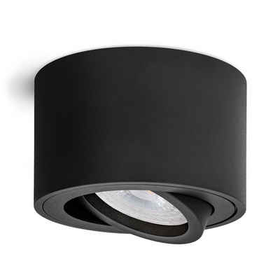 linovum LED Aufbaustrahler Aufbauleuchte SMOL schwenkbar in schwarz matt & rund mit LED 4W, Leuchtmittel inklusive