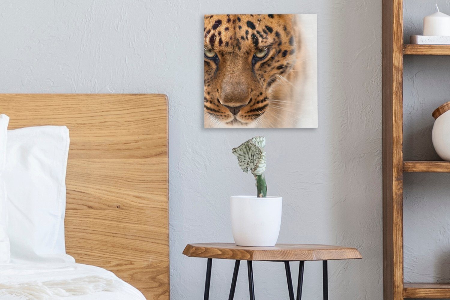 Leopard Augen, OneMillionCanvasses® Leinwandbild - - für Porträt Wohnzimmer St), (1 Leinwand Schlafzimmer Bilder