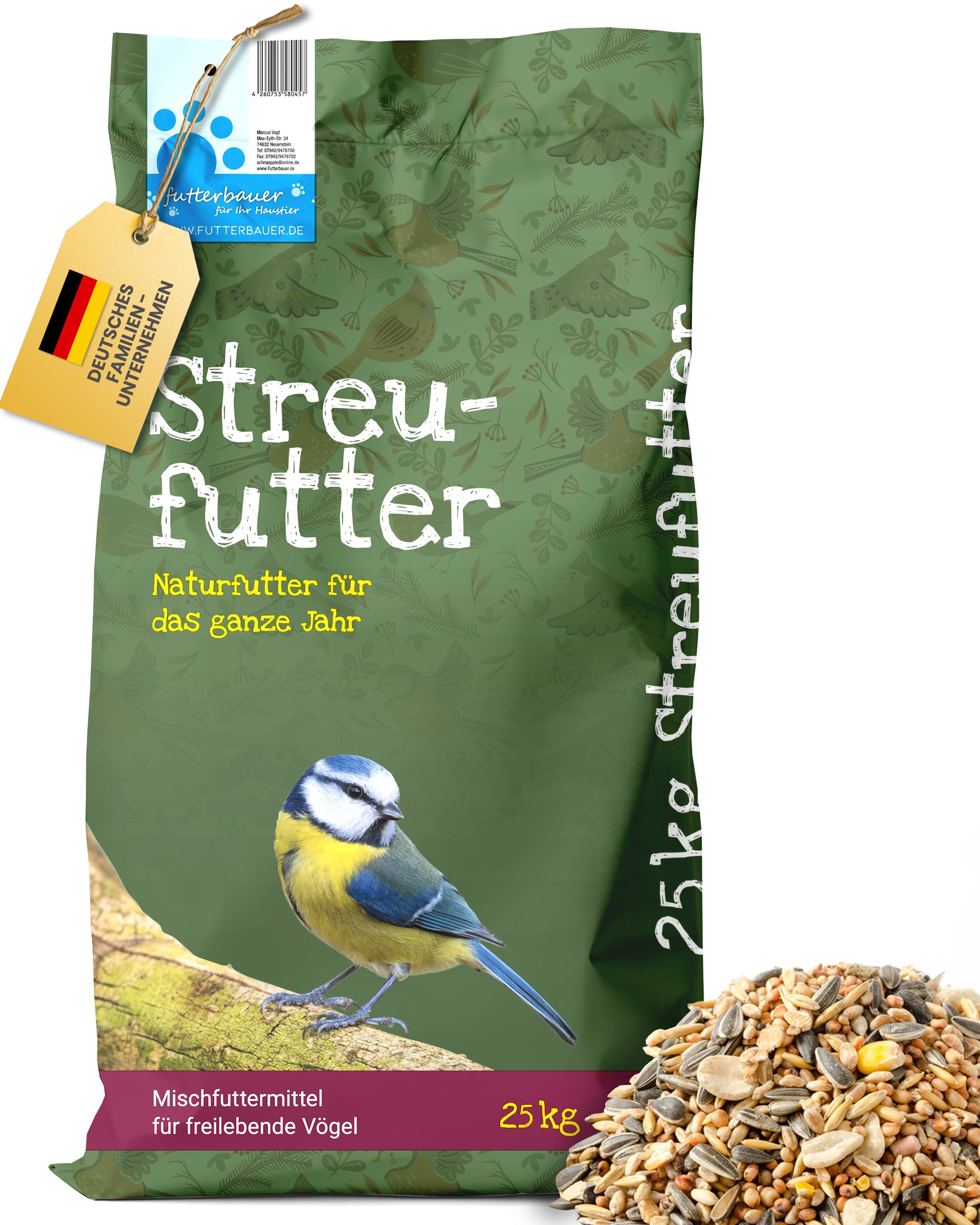 futterbauer Futterbauer 25 kg Streufutter Ganzjahresvogelfutter, für: Vogel