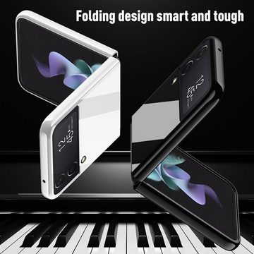 Wigento Handyhülle Für Samsung Galaxy Z Flip4 5G Design Piano Paint Hart Cover Handy Tasche Hülle Etuis Weiß