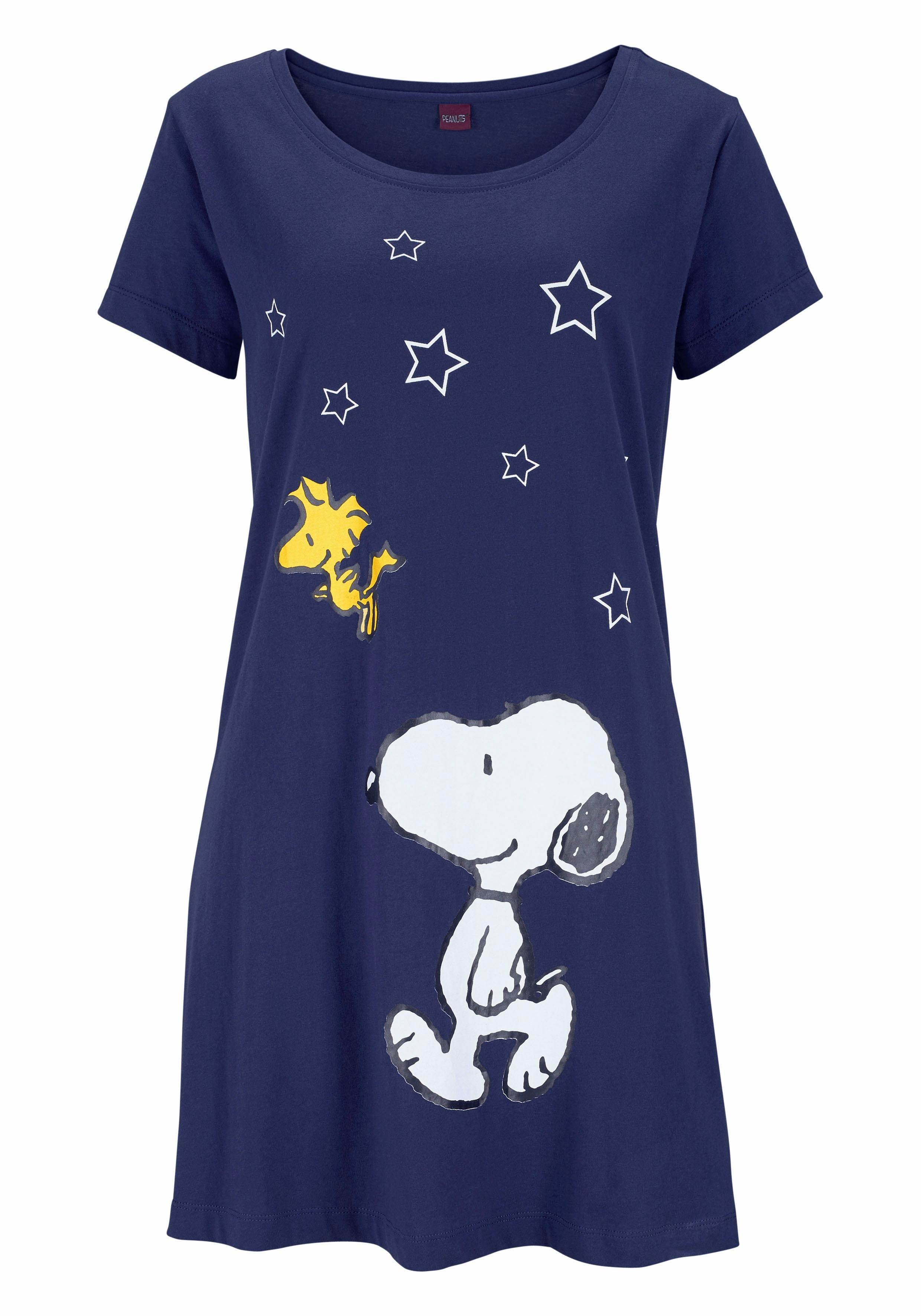 PEANUTS Sleepshirt mit in Snoopy-Print Minilänge marine