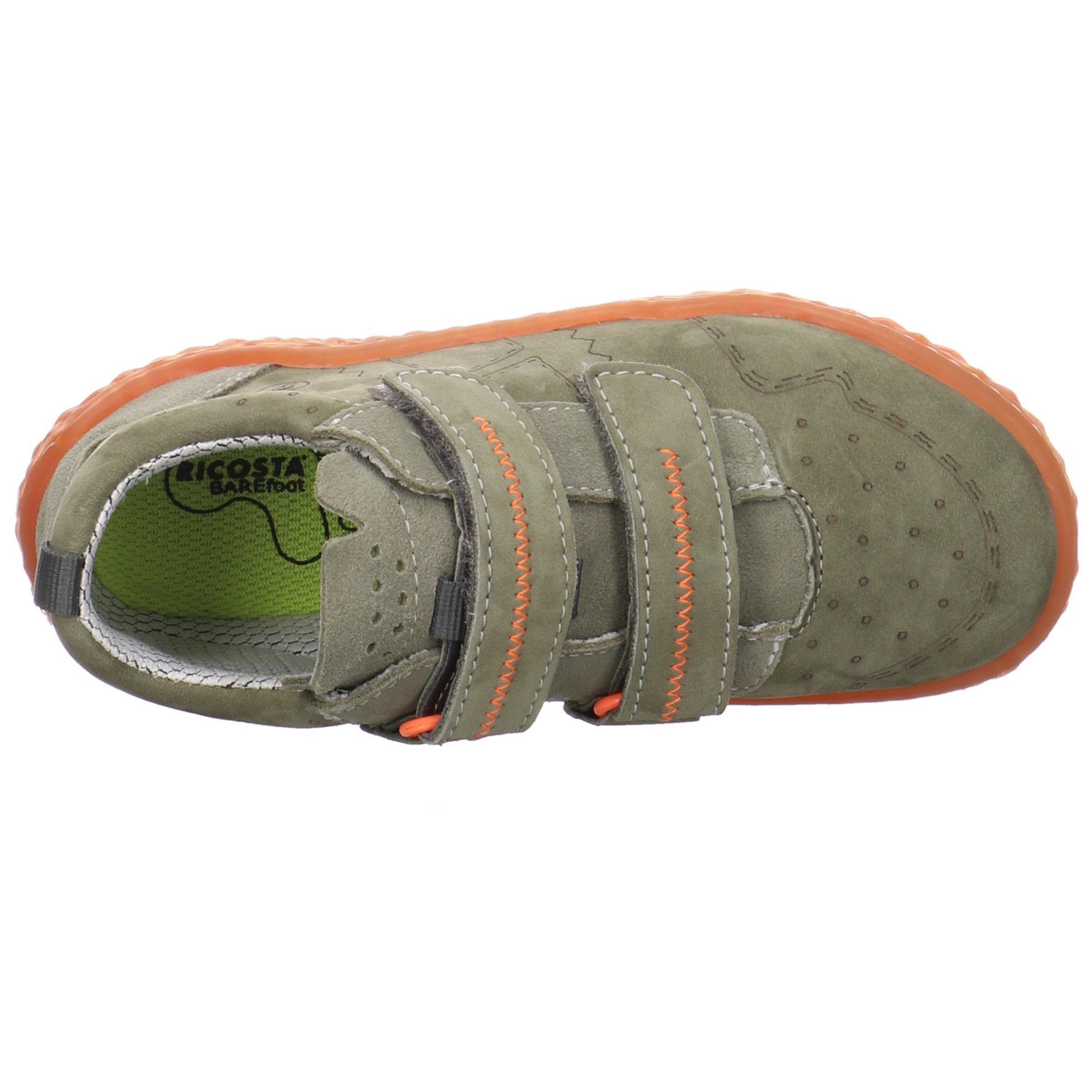 Ricosta Jungen Klettschuh Barefoot grün Klettschuh Veloursleder Schnürhalbschuhe Josh