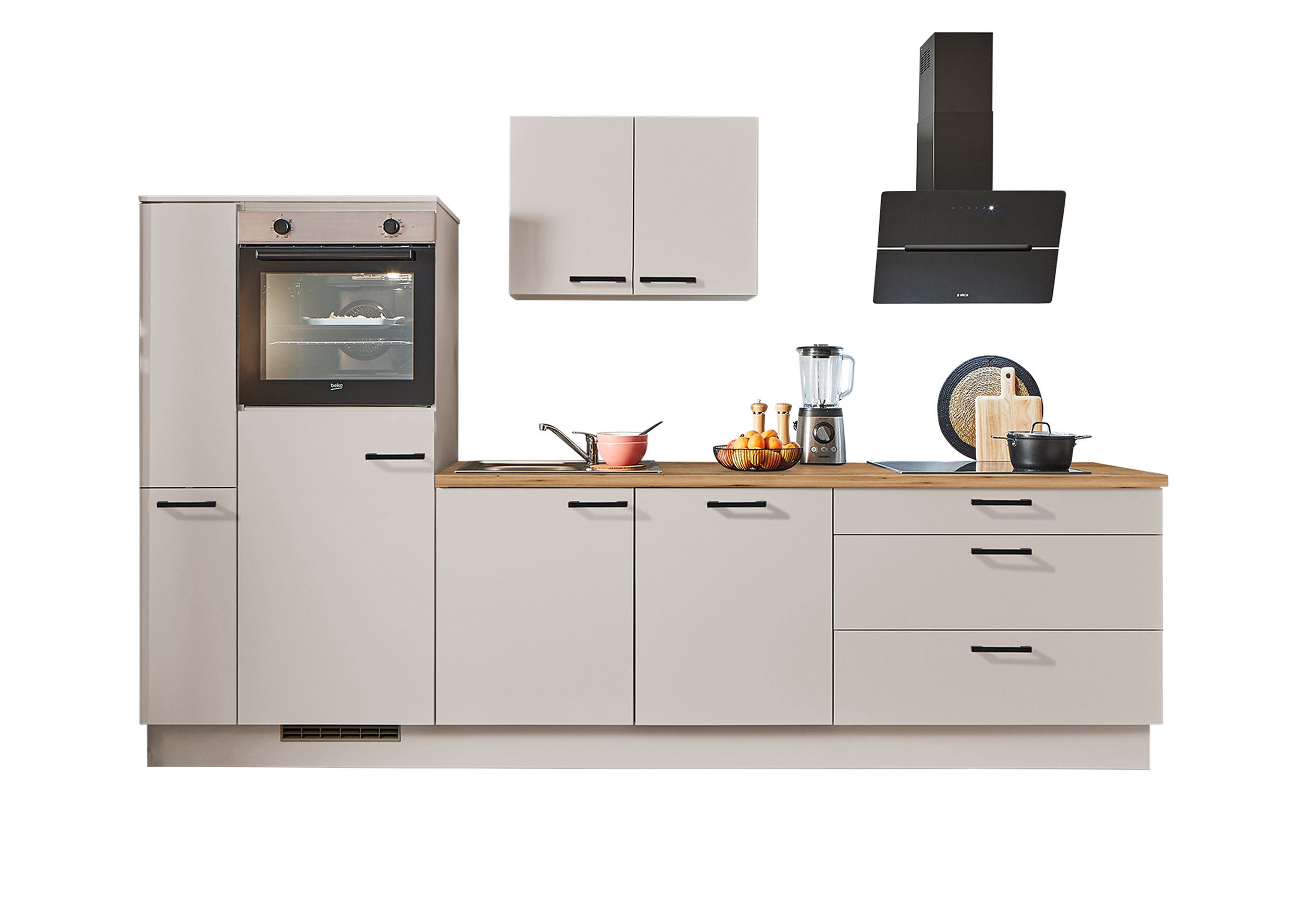 pino Küchenzeile Lund, individuell anpassbar, gratis Küchenplanung mit Profis, (Breite 310cm), vormontiert, wahlw. mit E-Geräten, Preis inkl. Lieferung