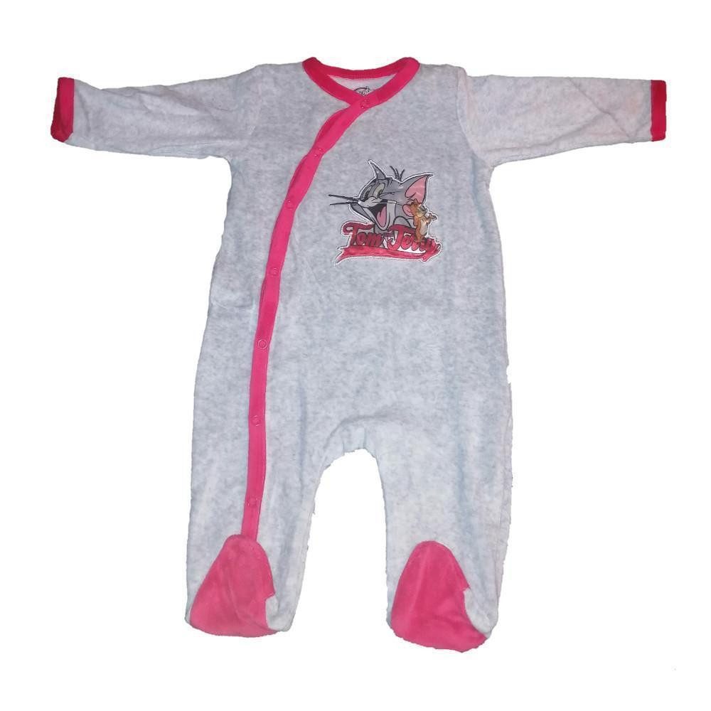 Strampler Tom und Jerry Baby & Kleinkind Strampler, Grau Velours, Größen 62-92