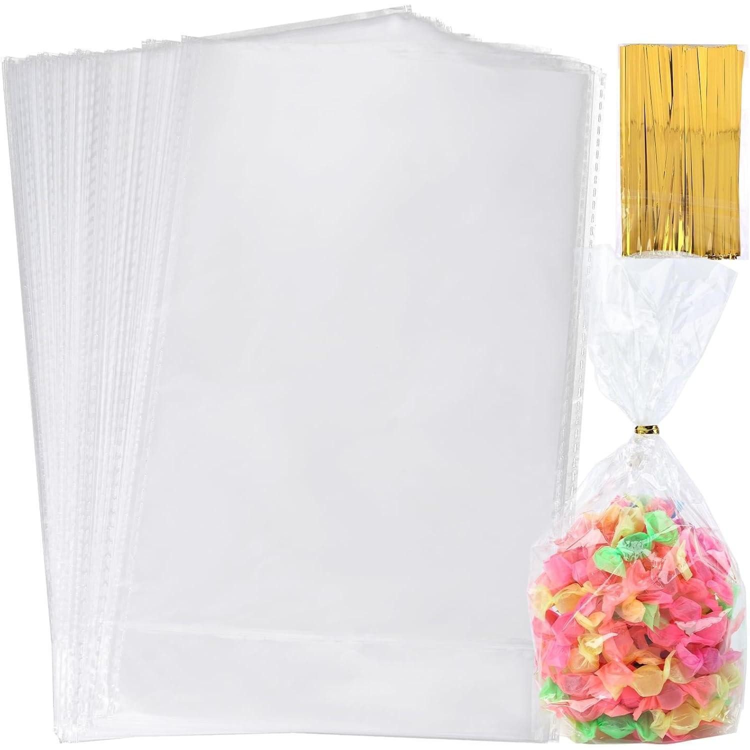 HAKACC Geschenktüten 100 Stück Transparente Süßigkeitentüten 15 x 25cm Mitgebsel