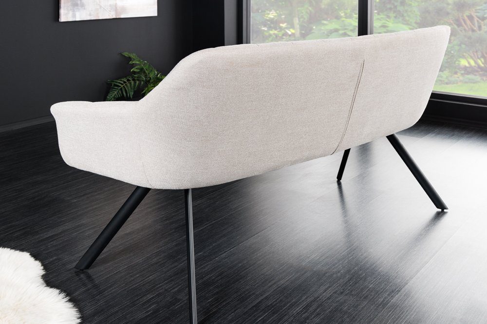 riess-ambiente Sitzbank PAPILLON 165cm champagner beige - Stoff, Metall-Füße, mit Armlehne (Einzelartikel, 1-St), gepolsterte Bank mit Rückenlehne – ideal für E – Bild 3 von 5