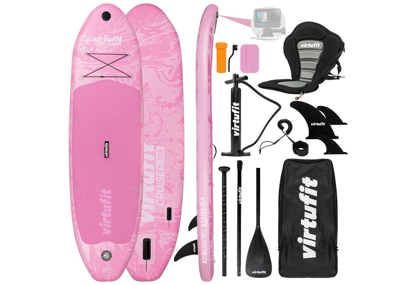 VirtuFit Inflatable SUP-Board VirtuFit Supboard Cruiser 305 ROSA mit Kajak-Sitz