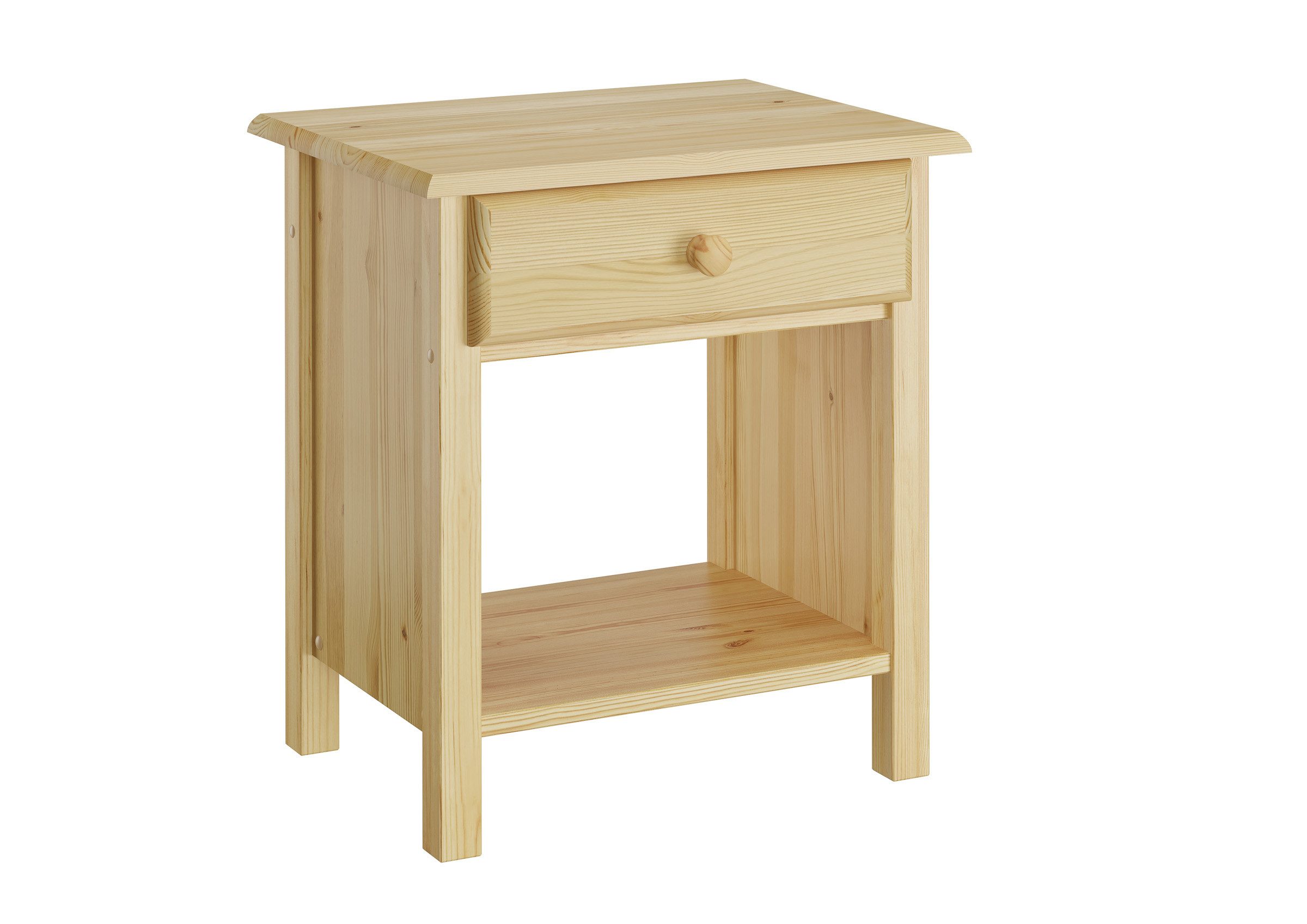 ERST-HOLZ Nachtkommode Nachttisch Kiefer Massiv, 90.20-K0 - Nachttisch Kiefer natur-Eine Schublade