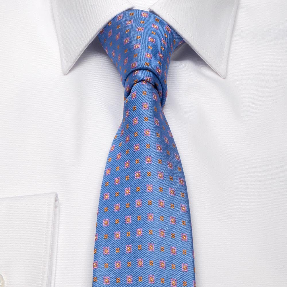 Blüten BGENTS cm) Krawatte Seiden-Jacquard Hellblau Quadraten Breit und Krawatte mit (8