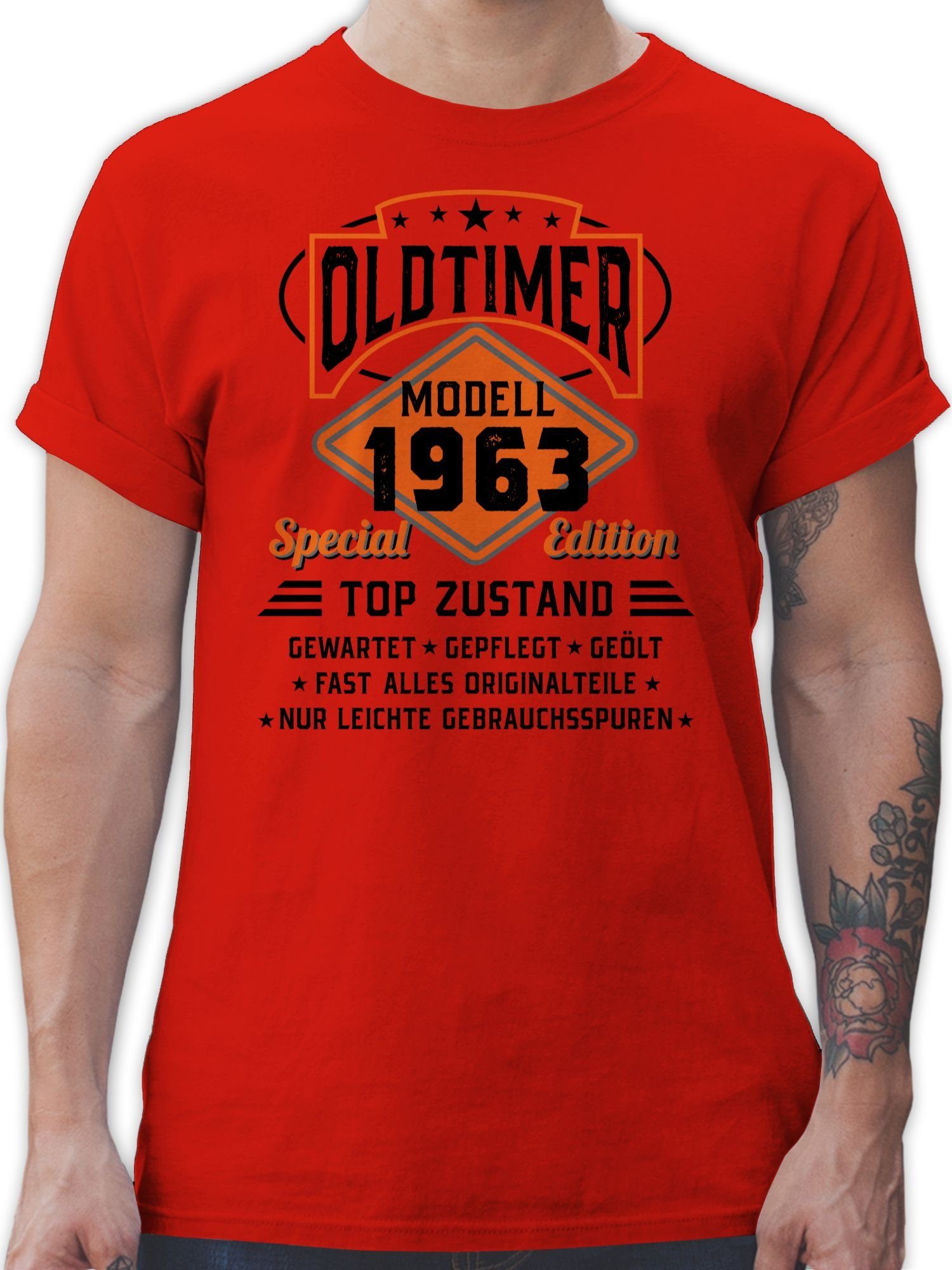 Shirtracer T-Shirt Oldtimer Modell 1963 - schwarz 60. Geburtstag 3 Rot