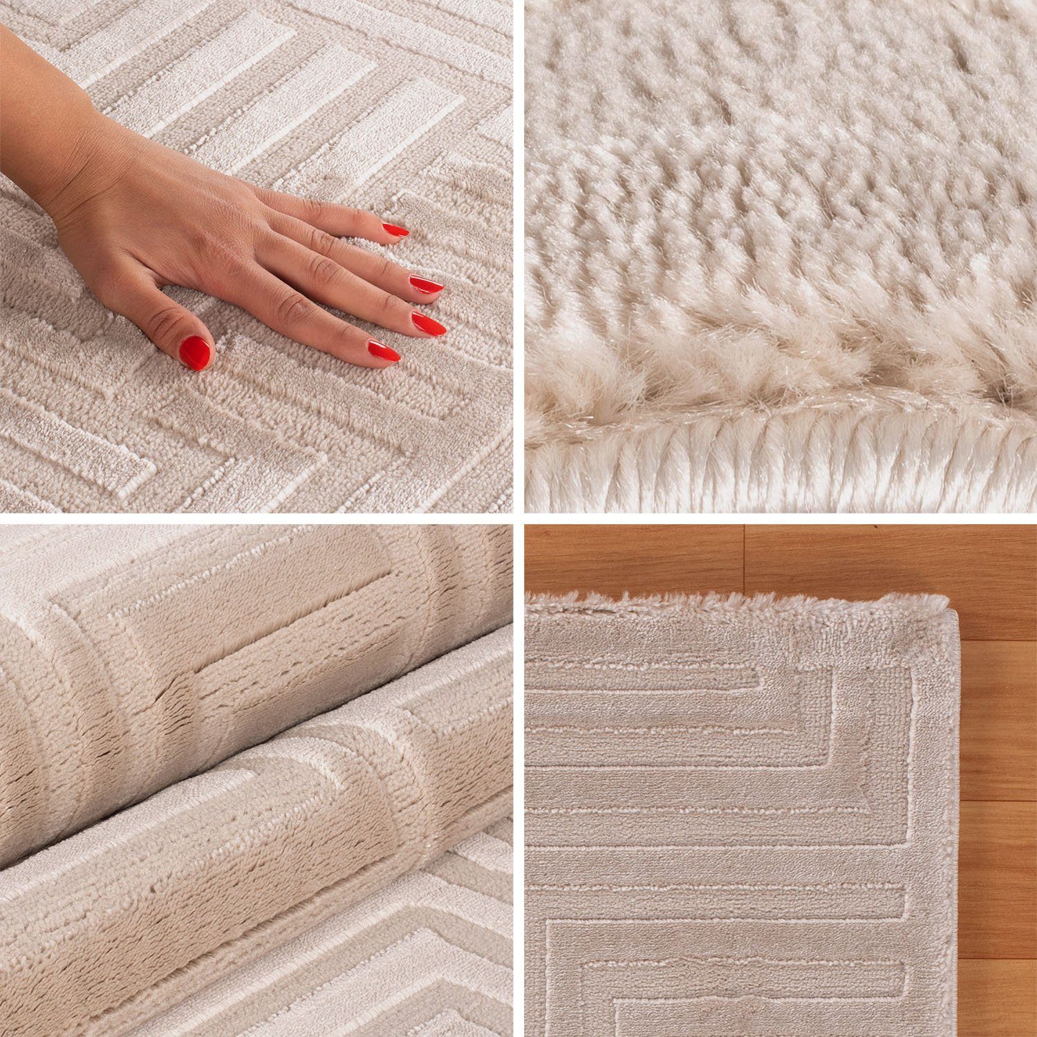 SIMPEX24 Designteppich Geometrisch Design, Läufer, Höhe: 12 mm, Teppich Woh günstig online kaufen