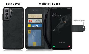 MyGadget Handyhülle Flip Case Klapphülle für Samsung Galaxy S21, Magnetische Hülle aus Kunstleder Klapphülle Kartenfach Schutzhülle