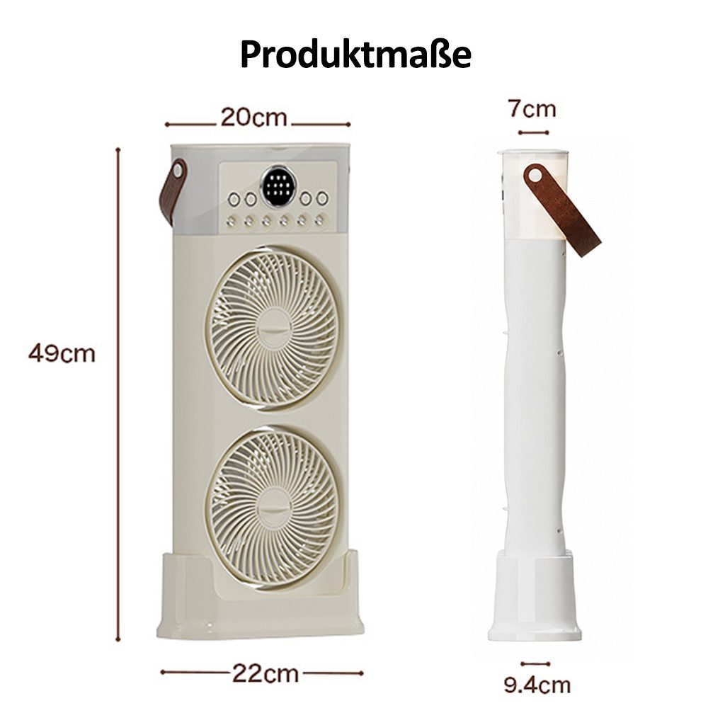 MOPUEA Ventilatorkombigerät Luftkühler 4 in1 Klimaanlage mit Fernbedienung Kühlspray Timer leise, Ventilator Tischventilator Akku-Standventilator LED-Licht Wassertank