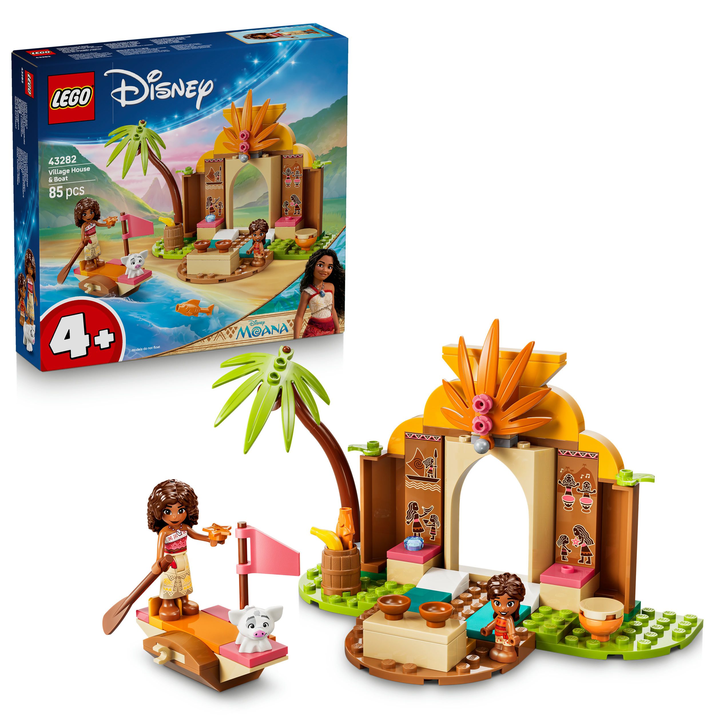 LEGO® Vaianas Hütte und Boot (43282), LEGO Disney Princess Konstruktionsspielsteine, (85 St), Made in Europe