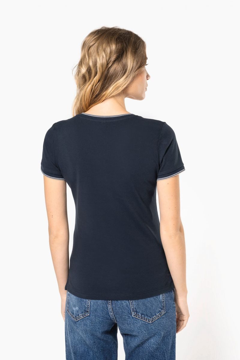 Kariban Rundhalsshirt Damen T-Shirt Ladies piqué knit V-neck T-shirt