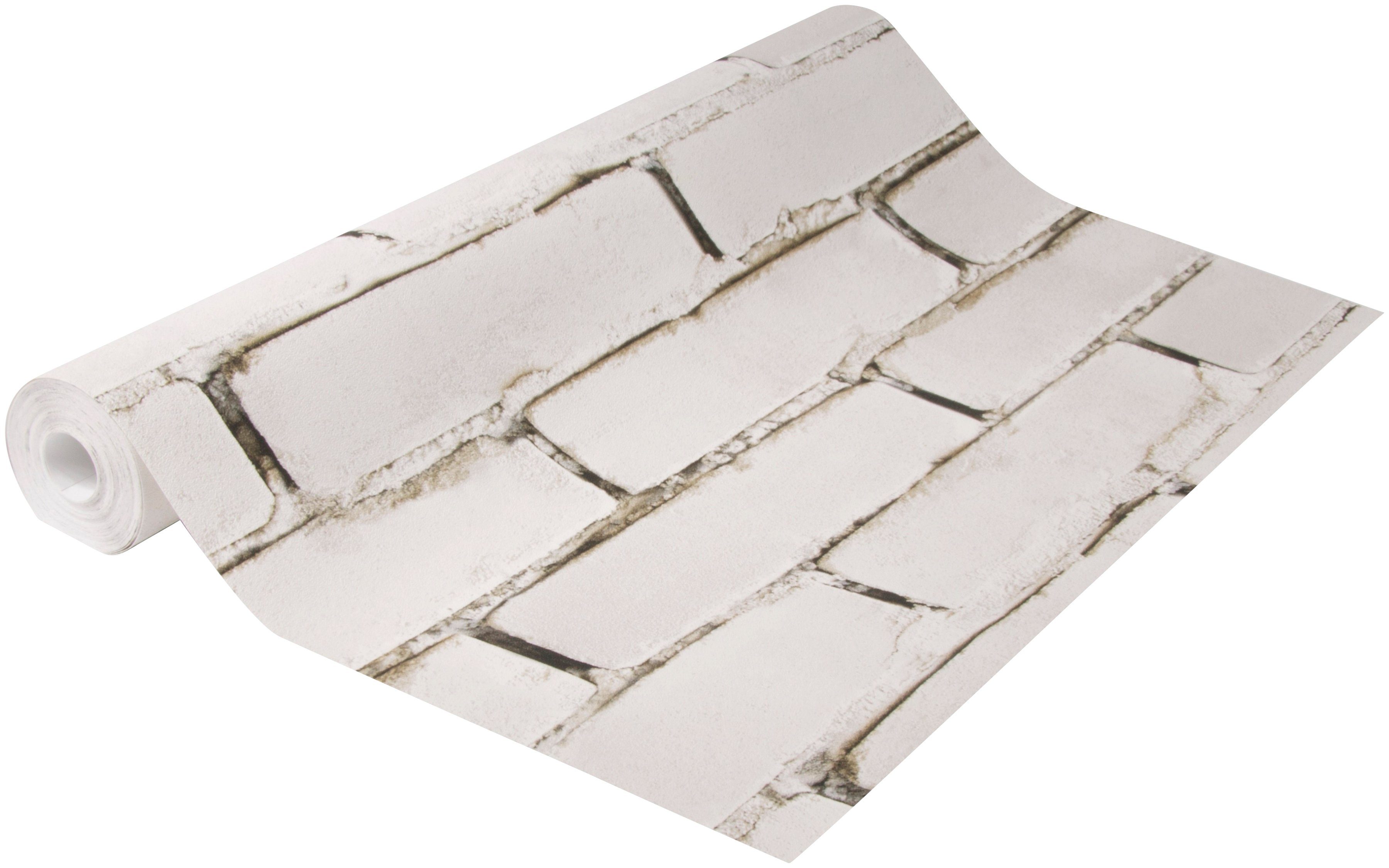 Superfresco Easy Vliestapete Steine, geprägt, Steinoptik, Steinmauer weiß 10 m x 0.53 m
