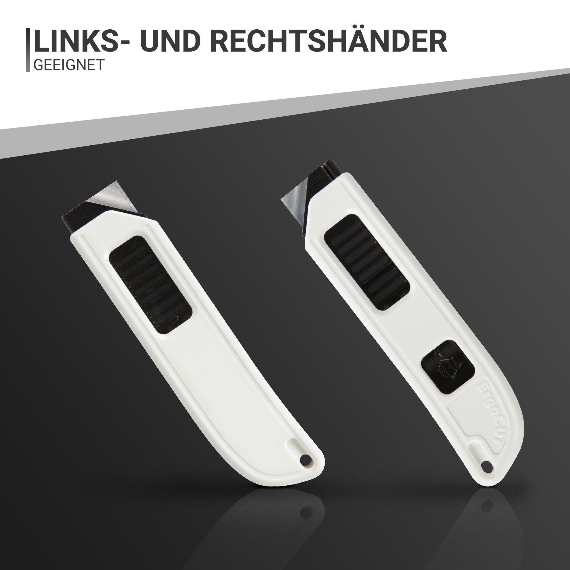 automatischem Teppichmesser ergonomisches beidseitig Cuttermesser Einsatzmöglichkeiten, (1-tlg), bedienbar mit Sicherheitsmesser Design, Klingeneinzug, Bestlivings CM-04884, vielseitige