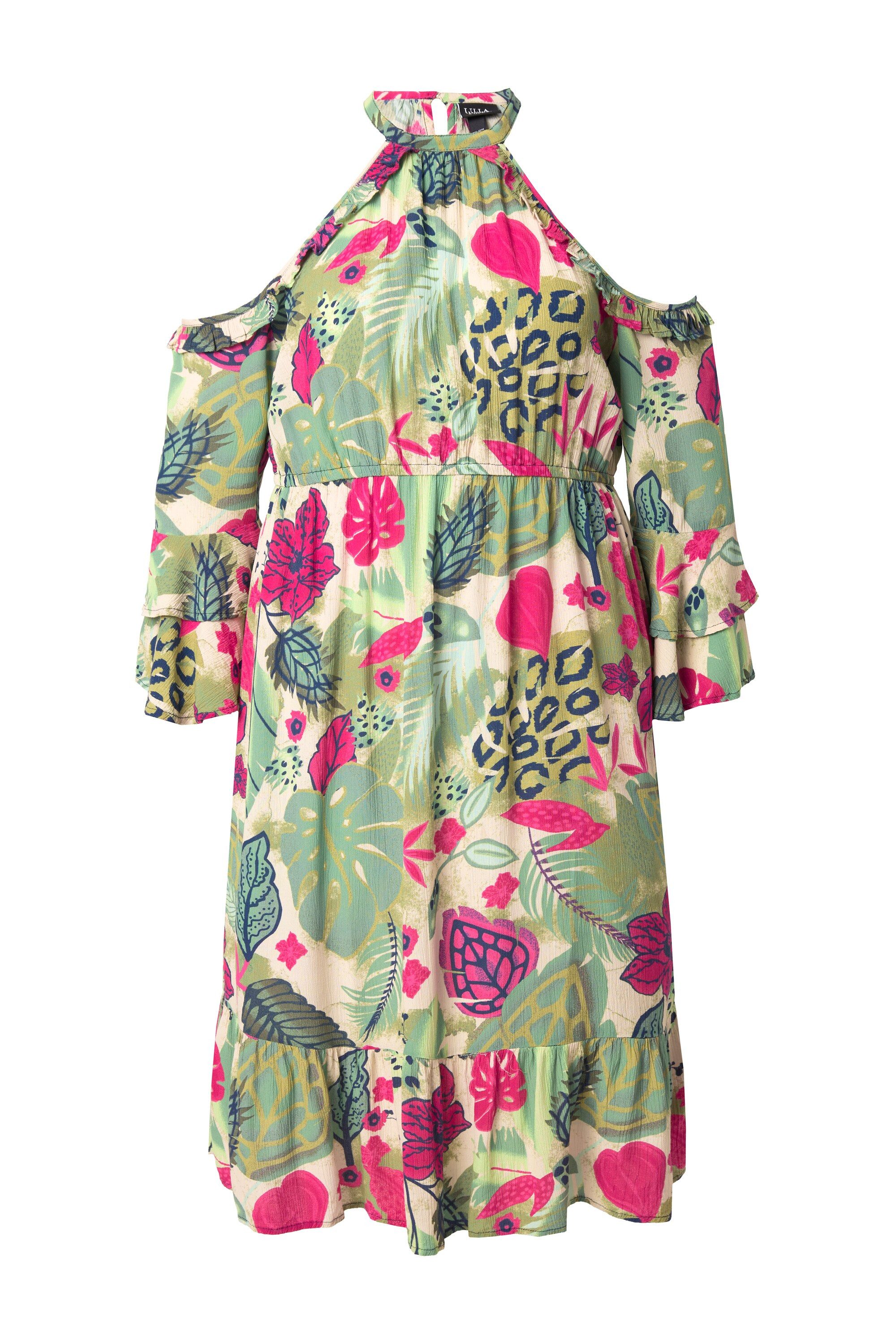 Ulla Popken Jerseykleid Kleid A-Linie Rundhals günstig online kaufen