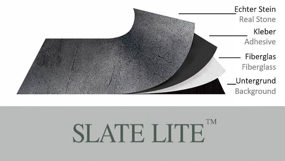 (1-tlg) Dekorpaneele Slate 61x122 aus Pearl, Echtstein Lite qm, Black BxL: cm, 0,74