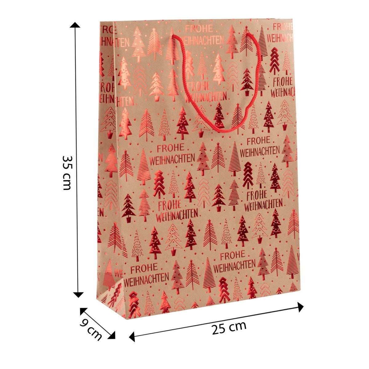 Idena Geschenkbox Idena Geschenktasche Weihnachten - Tannenbaum, rot, 25 x 35 x 9 cm von Idena