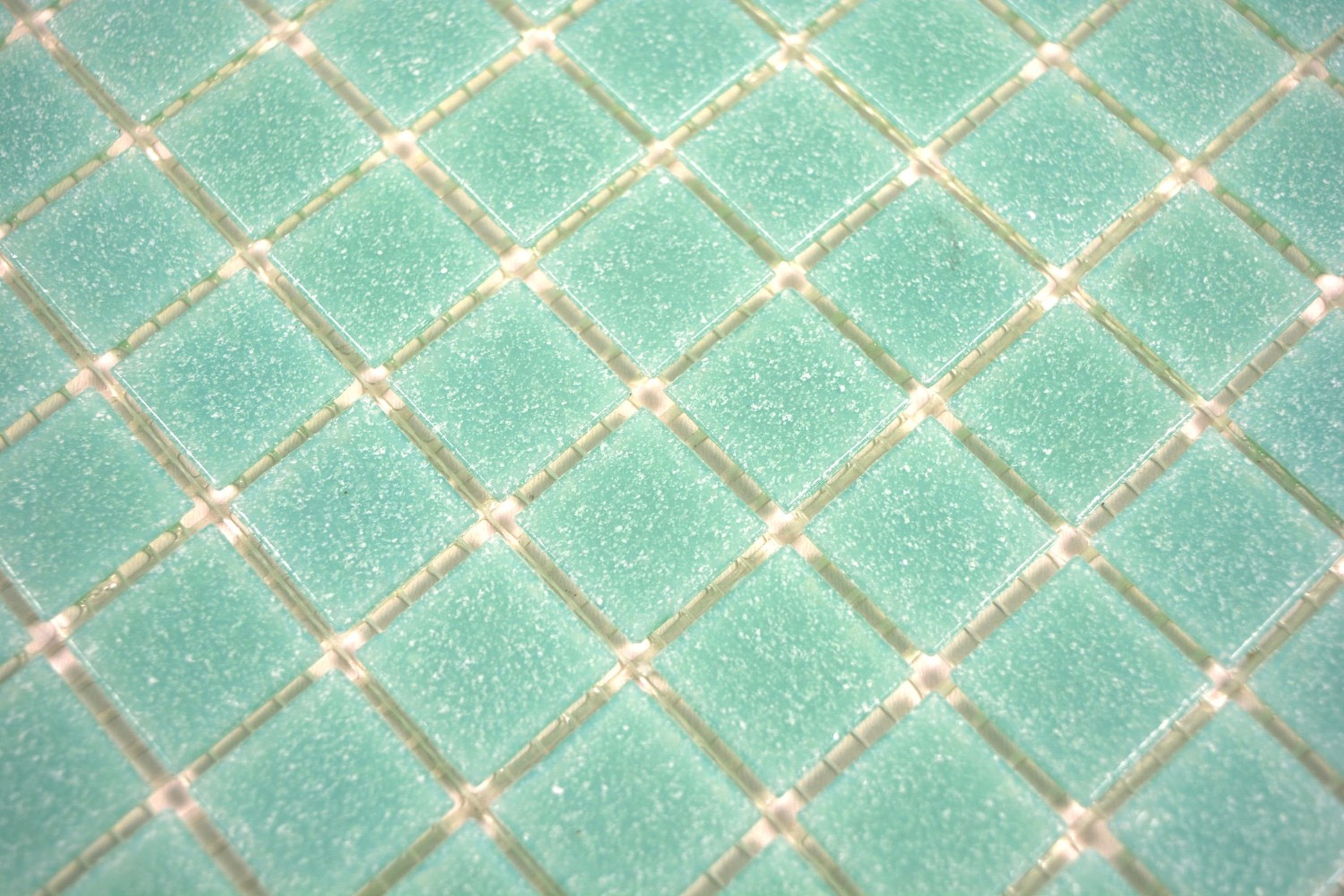 Mosani Bodenfliese Glasmosaik Mosaikfliese Türkisgrün Spots Dusche BAD WAND