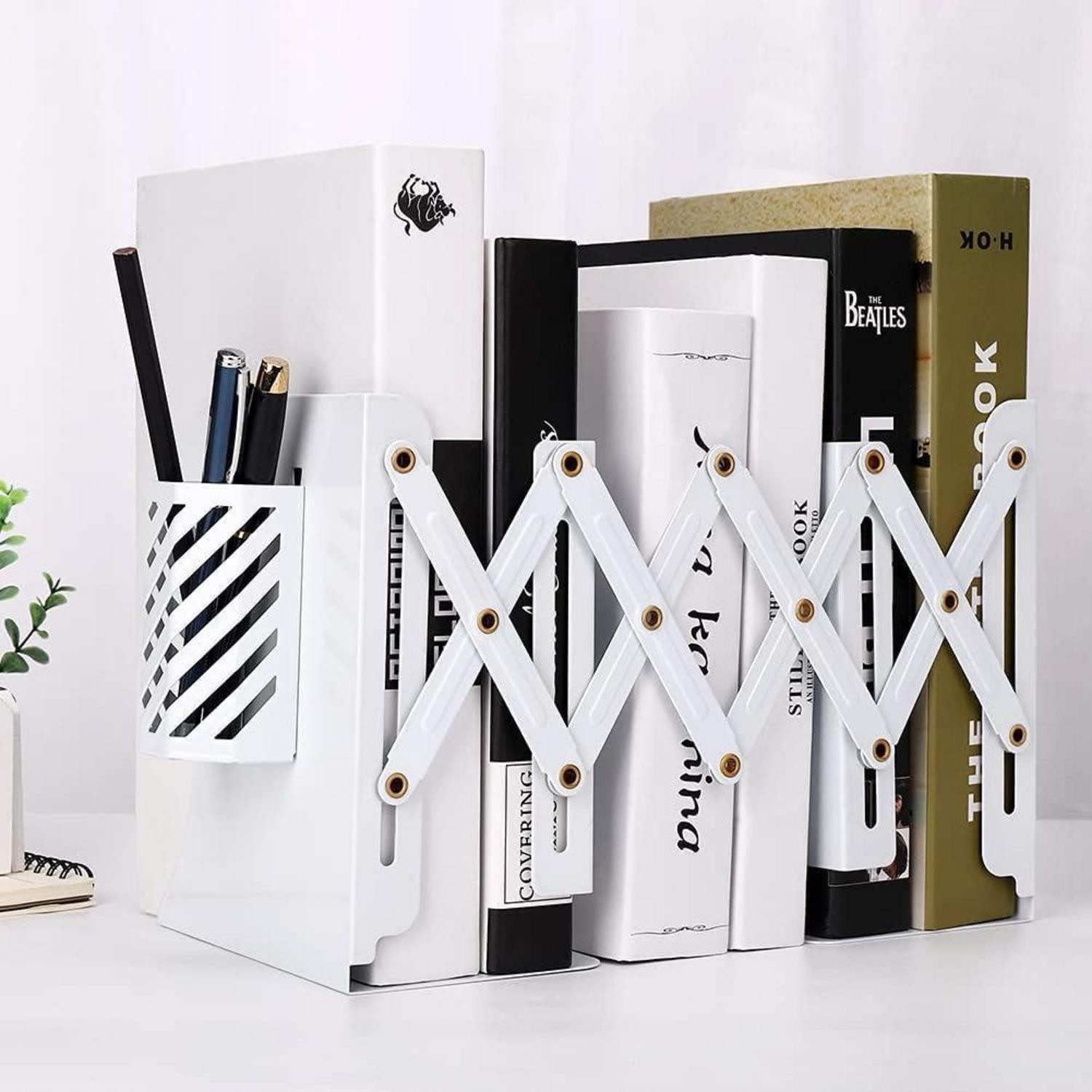 LuxusKollektion Buchstütze Buchstützen mit Stifthalter, verstellbare Bookends bis 19