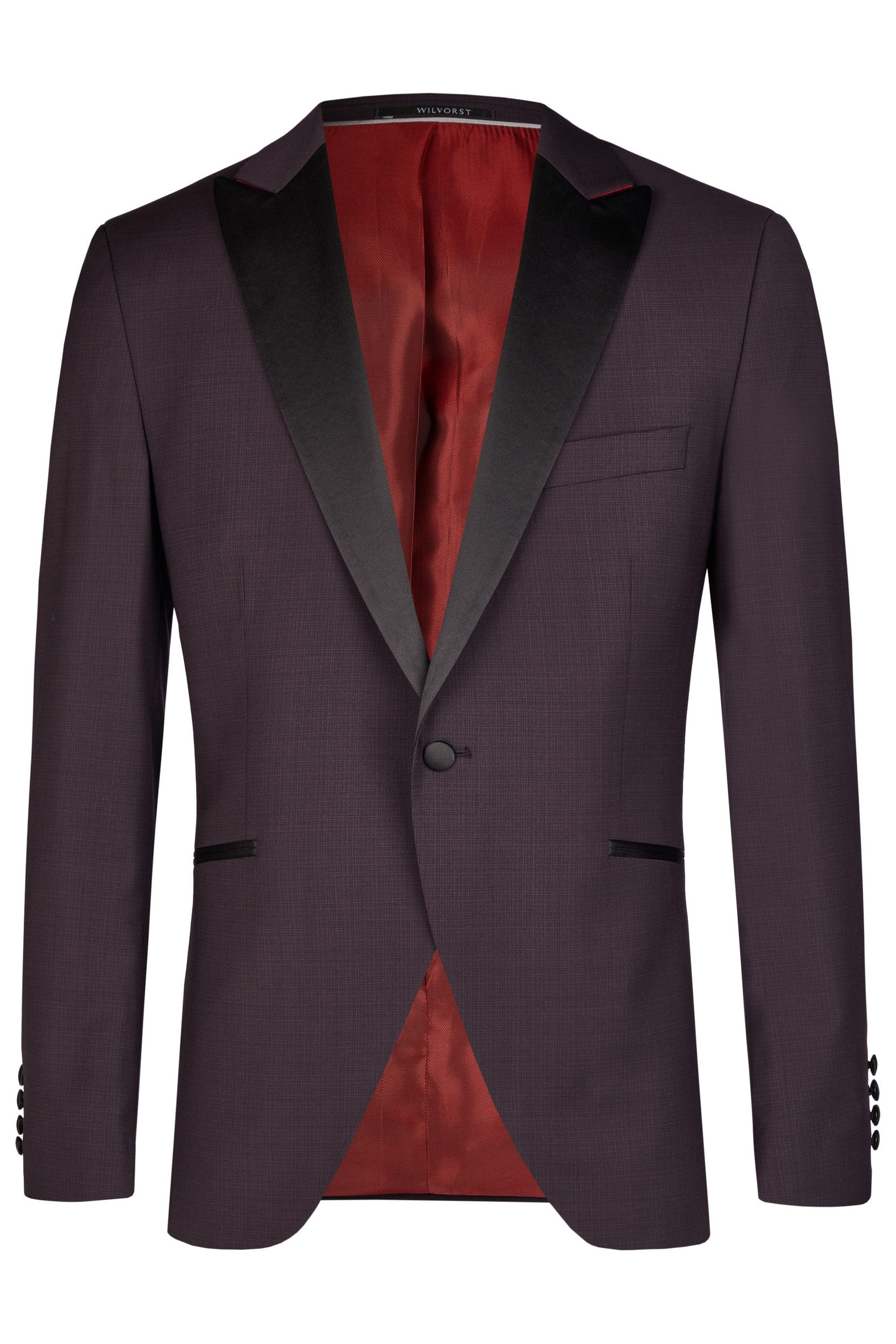 Wilvorst Sakko Wilvorst CLASSICs Herren Smokingsakko Spitzfacon Drop8 Aubergine