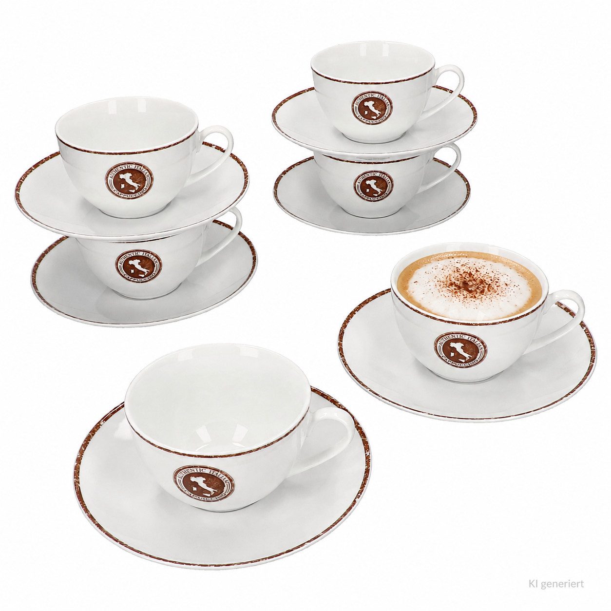 Ritzenhoff & Breker Becher 12tlg Authentic Italian Cappuccino-Set Tassen Untertassen 6 Personen, Porzellan