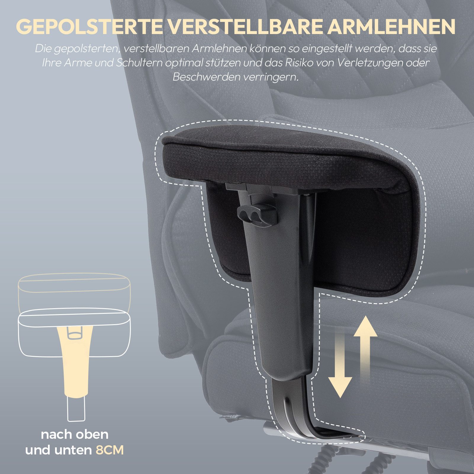 Dowinx Gaming-Stuhl Bürostuhl Ergonomisch mit Taschenfeder-Kissen (Packung), Chefsessel mit weiche Rückenlehne und verstellbare Lendenkissen