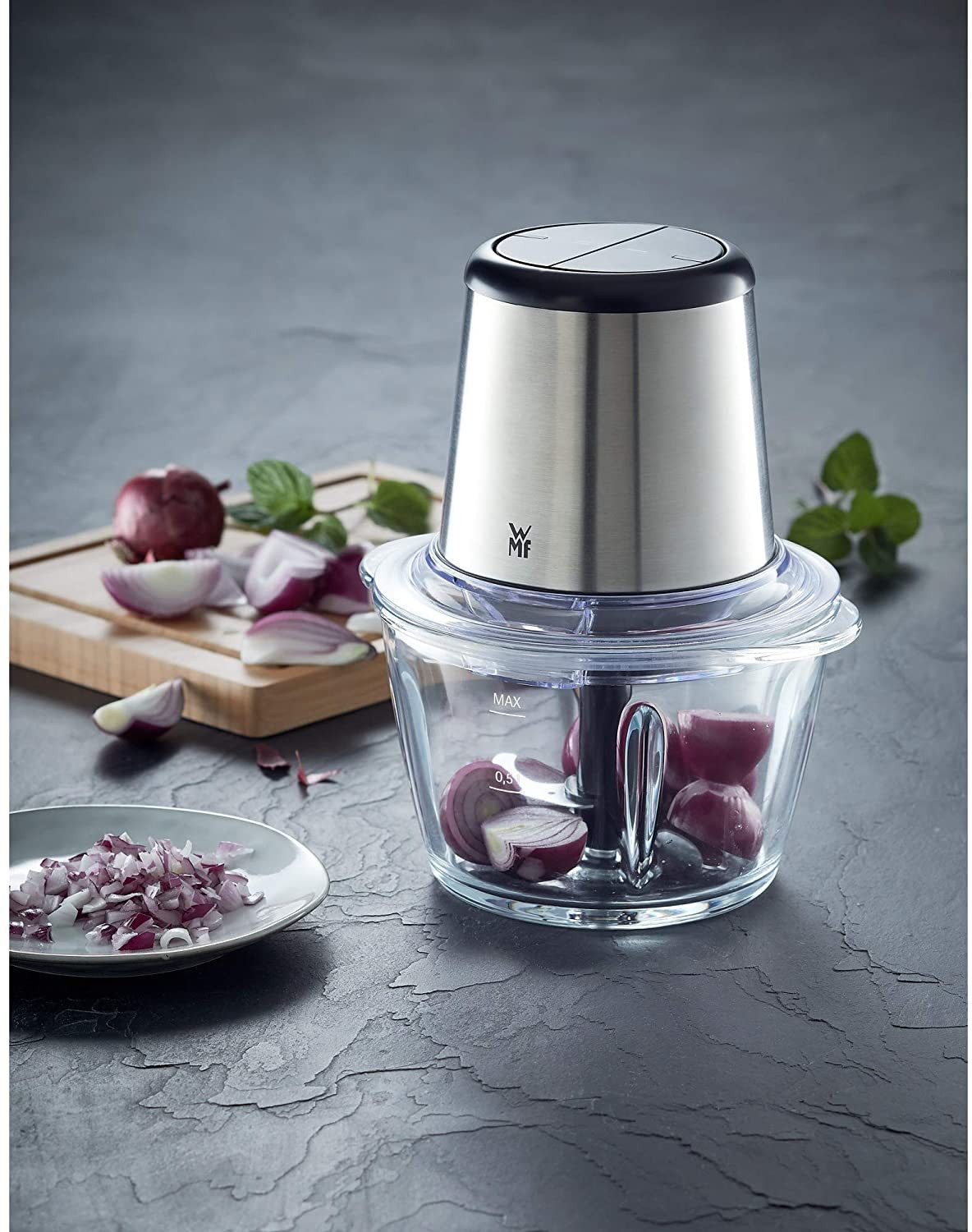 WMF Zerkleinerer Kult X Edition mit Glasbehälter, Touch Messerset und Nuova Salat-Set