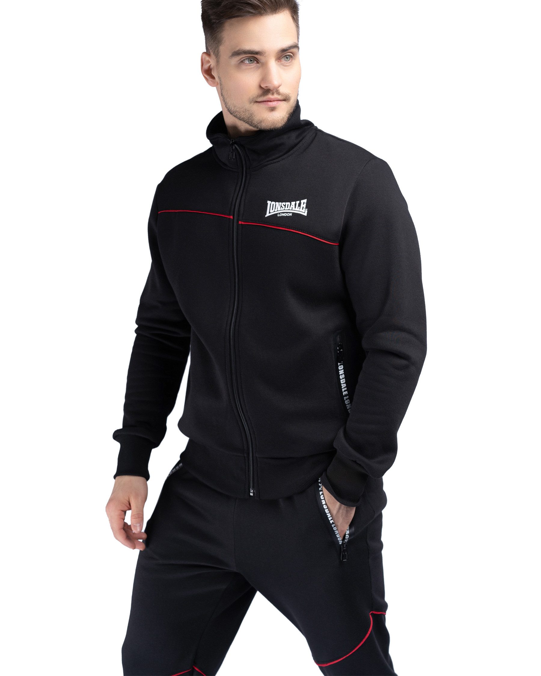 Lonsdale Trainingsanzug Geddington (Packung, 2-tlg., Jacke und Hose), Reißverschlusstaschen, Kragen
