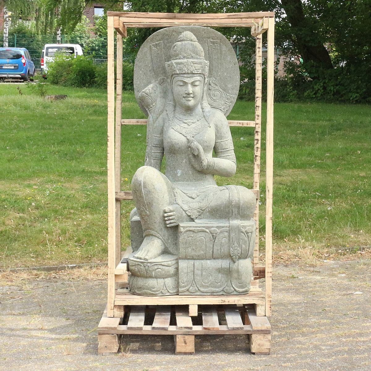 Oriental Galerie Dekofigur Shiva Figur sitzend Steinfigur Greenstone Massiv 152 cm (1 St), traditionelle Herstellung in Handarbeit im Ursprungsland