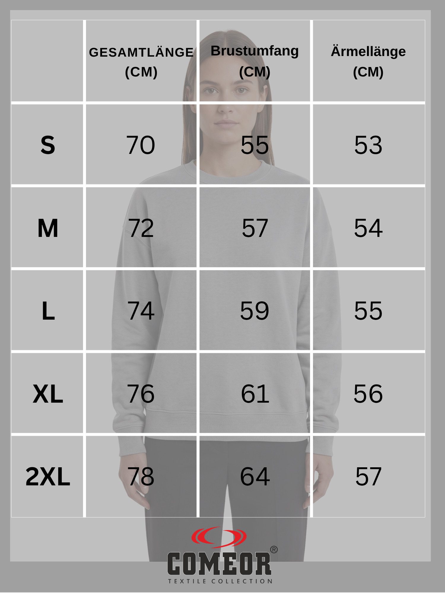 COMEOR Sweatshirt Damen Sweatshirt mit Rundhalsausschnitt Basic Pullover Oversize – Bild 5 von 5