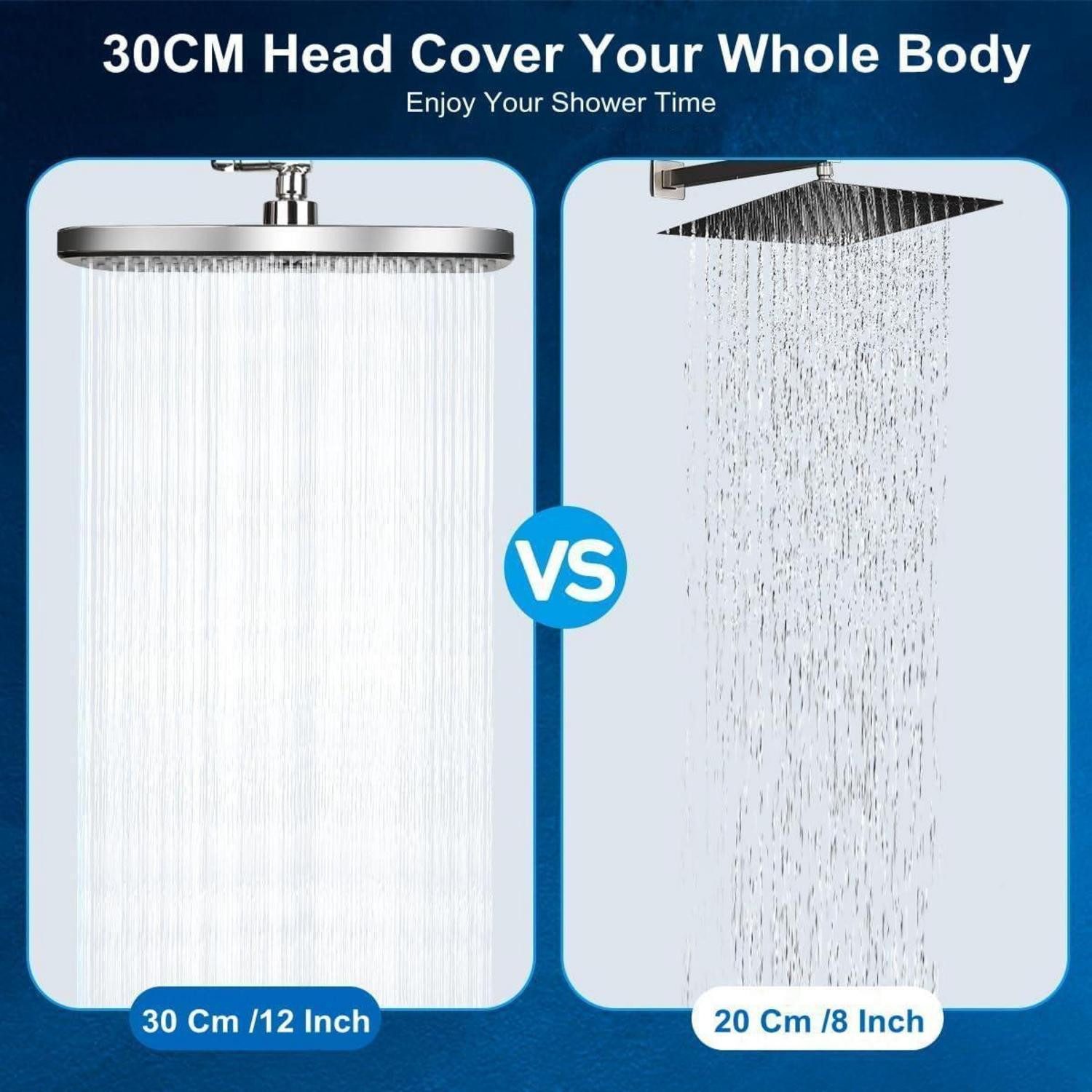 LuxusKollektion Regenduschkopf Kopfbrause Regendusche Hochdruck Wasserfall 360 12 Zoll Chrom