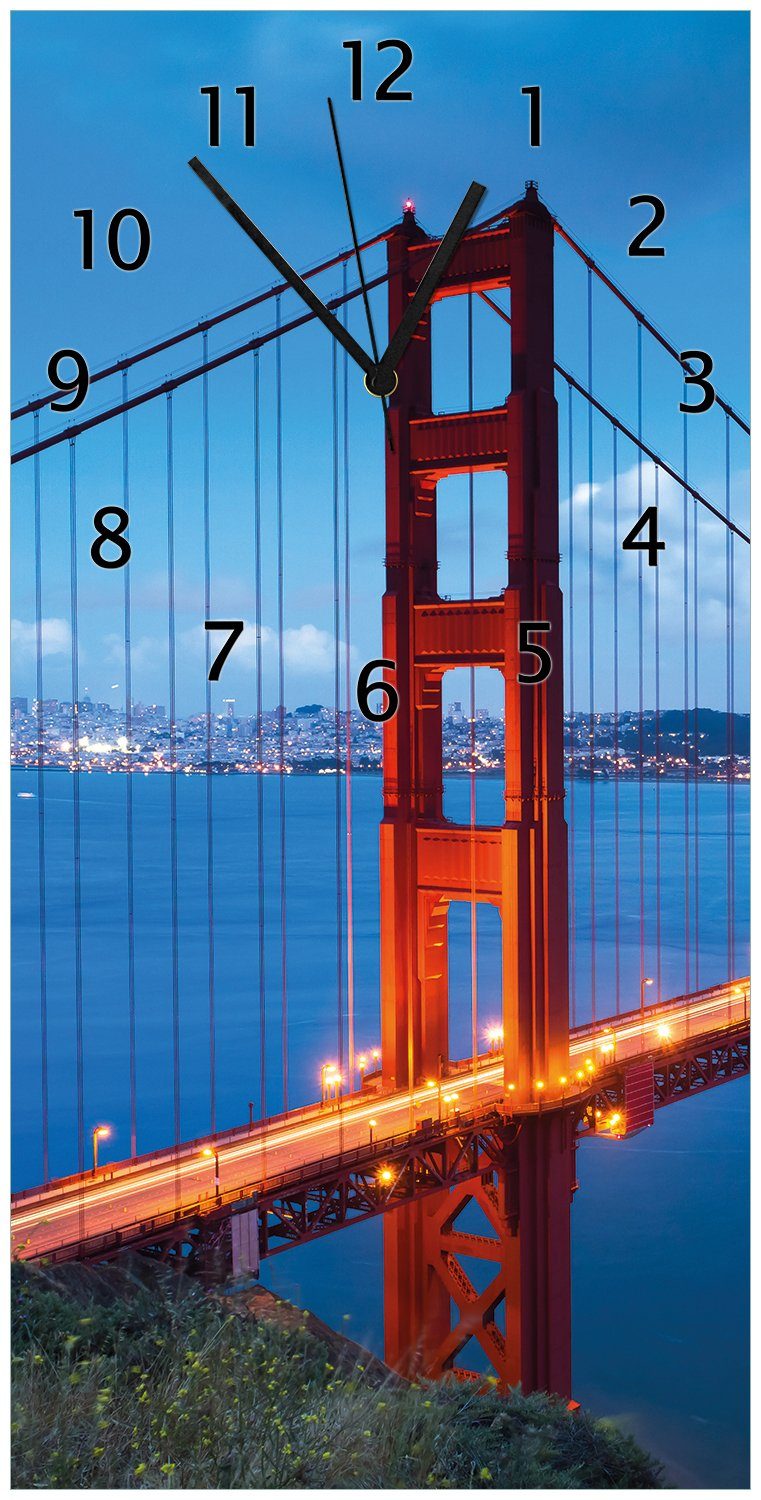 Francisco (Uhr Gate Wanduhr Bridge USA Wallario in San aus Acryl) Golden