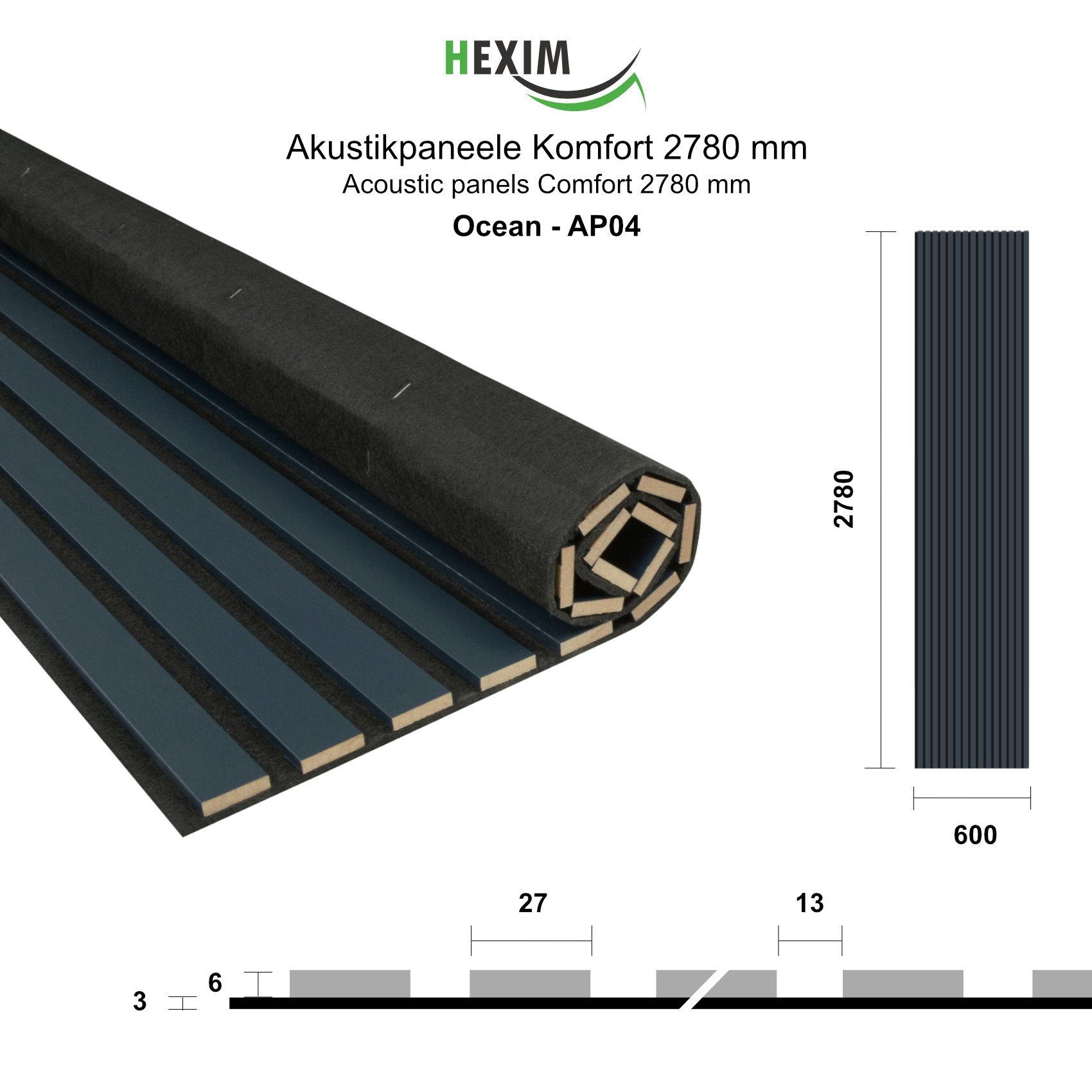 Hexim Wanddekoobjekt AP04 (Akustikpaneele 2 Stück 278x60cm Holz Comfort - f günstig online kaufen