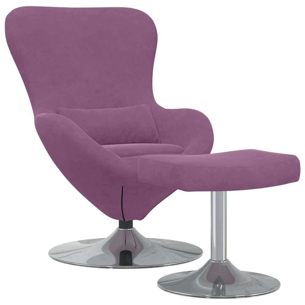 vidaXL Sessel Eierstuhl mit Fußhocker Lila Samt (1-St)
