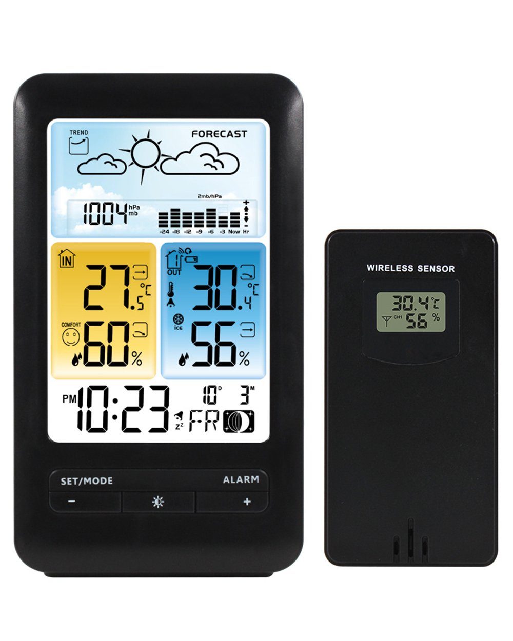 Dekorative Digitaluhr Wetterstation Thermometer Hygrometer Meter Drahtloser  Wetterstation (Elektronischer Wecker Tischbarometer Wettervorhersage)